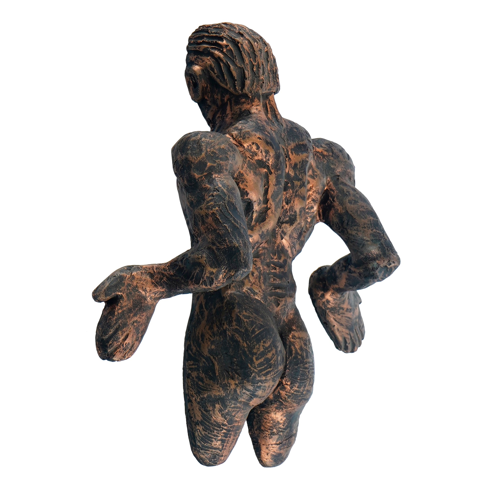 Brown Polyresin Man Pushing Wall Antique Finish Handcrafted Wall Decorative Showpiece 6