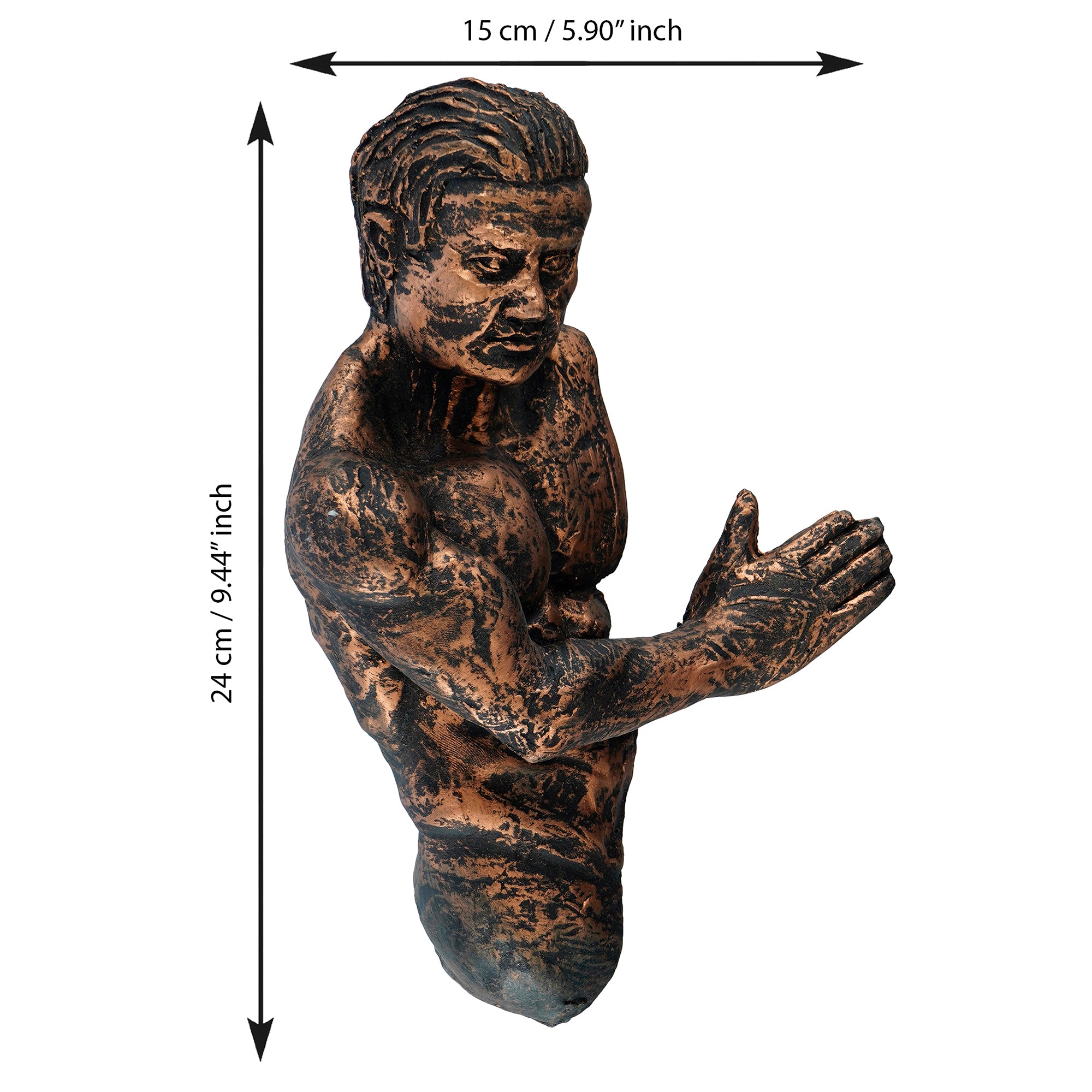 Brown Polyresin Man Coming Inside from Wall Antique Finish Handcrafted Wall Decorative Showpiece 4