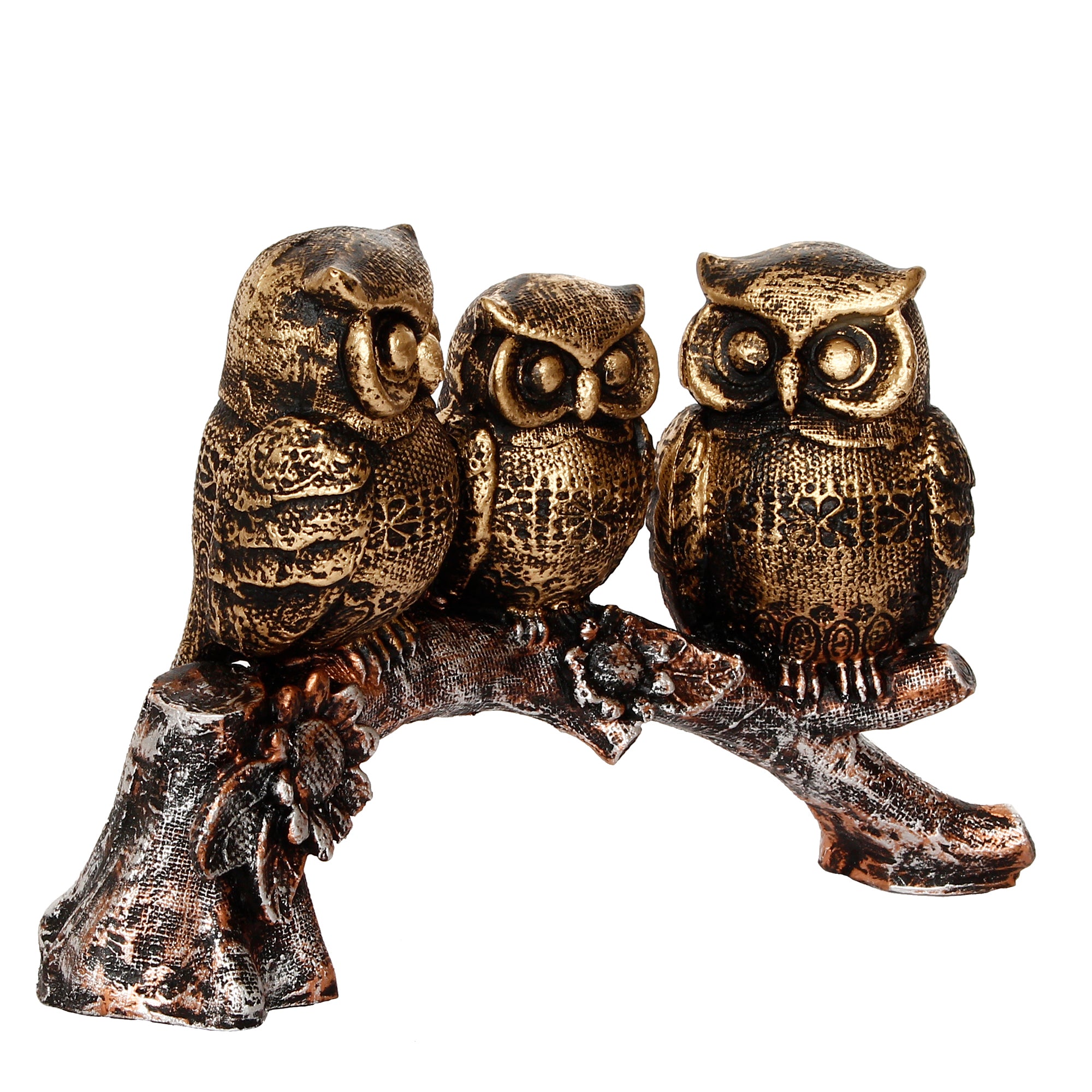 3 Owl Sitting on Branch Antique Finish Handcrafted Polyresin Decorative Showpiece 5