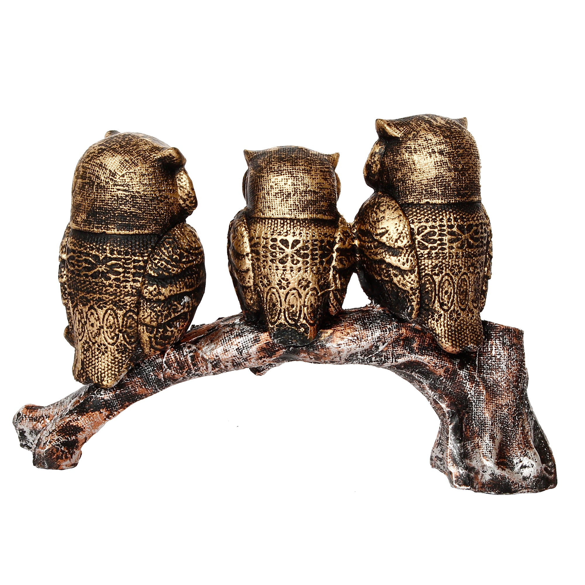 3 Owl Sitting on Branch Antique Finish Handcrafted Polyresin Decorative Showpiece 6