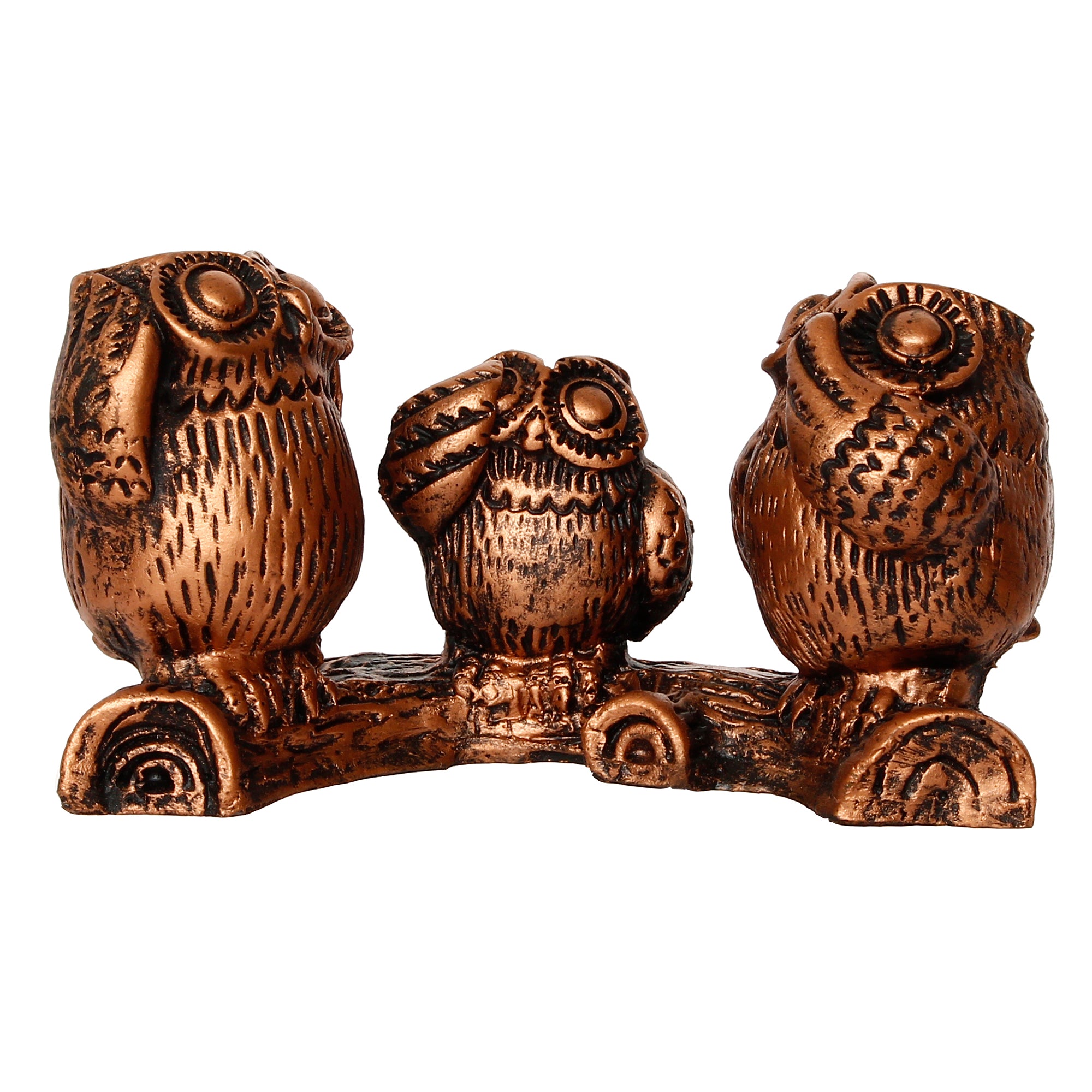 3 Owl Sitting on Branch Brown Handcrafted Polyresin Decorative Showpiece 2