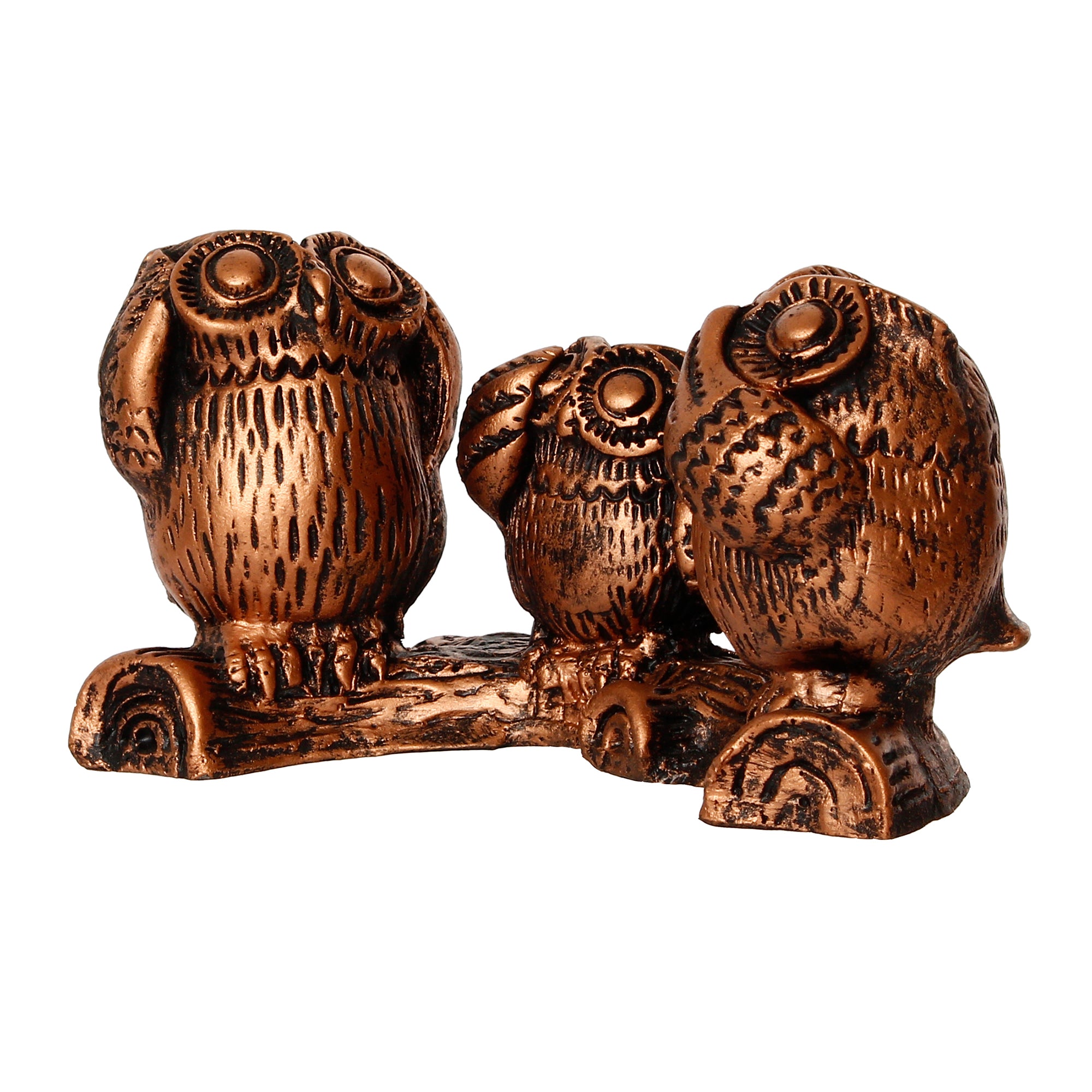 3 Owl Sitting on Branch Brown Handcrafted Polyresin Decorative Showpiece 4