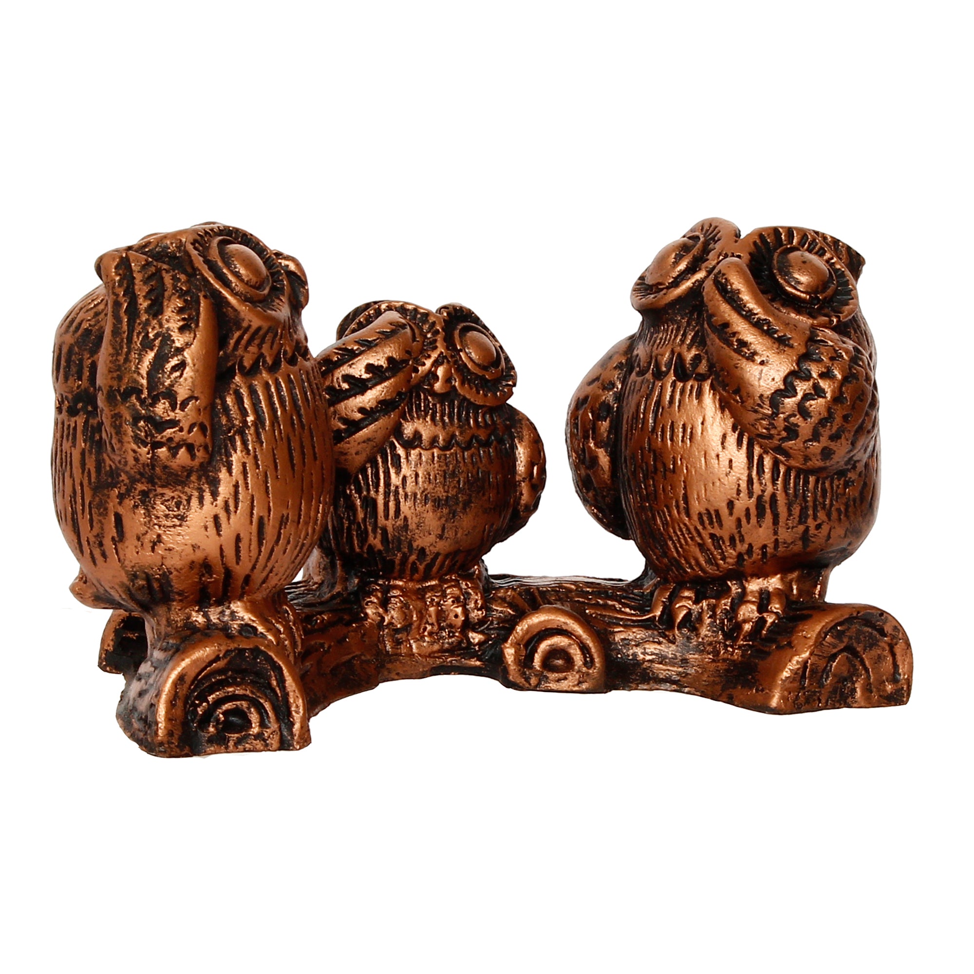 3 Owl Sitting on Branch Brown Handcrafted Polyresin Decorative Showpiece 5