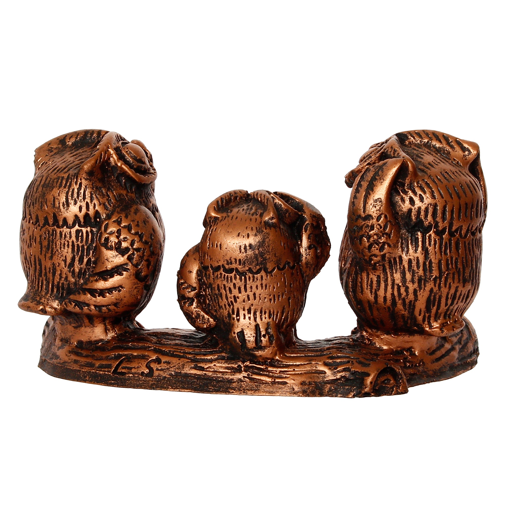 3 Owl Sitting on Branch Brown Handcrafted Polyresin Decorative Showpiece 6