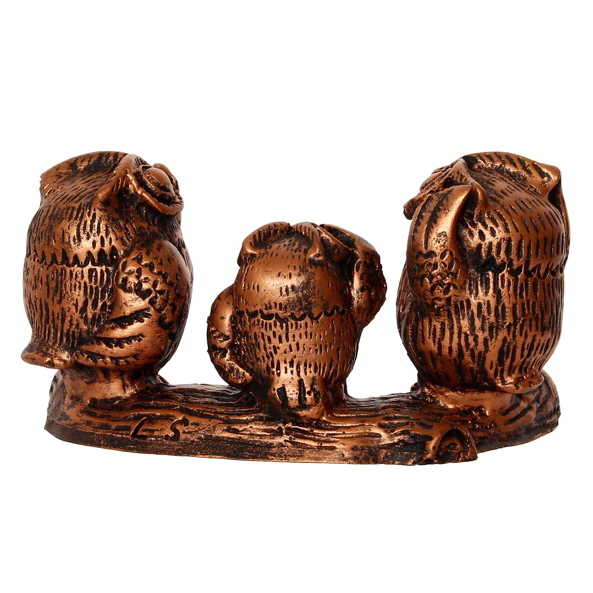 3 Owl Sitting on Branch Brown Handcrafted Polyresin Decorative Showpiece 6