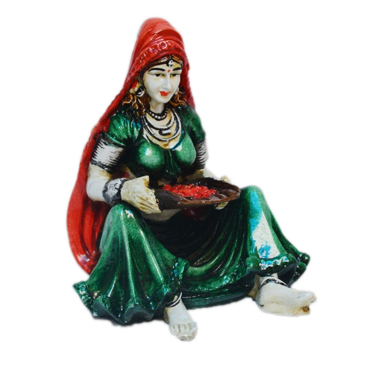 Polyresin Rajasthani Women Statue Human Figurine Decorative Showpiece