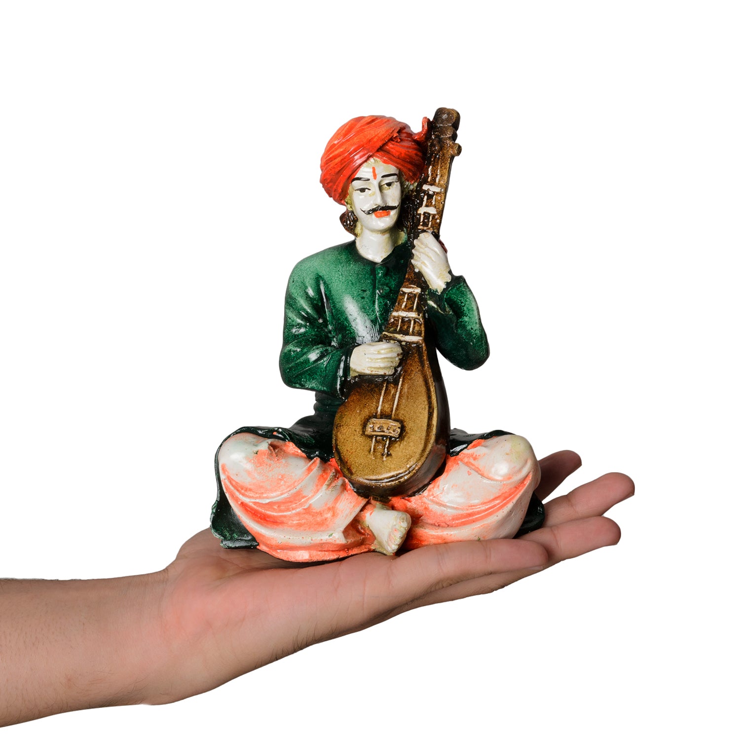 Polyresin Rajasthani Men playing Sitar Musical Instrument Handcrafted Decorative Showpiece 5