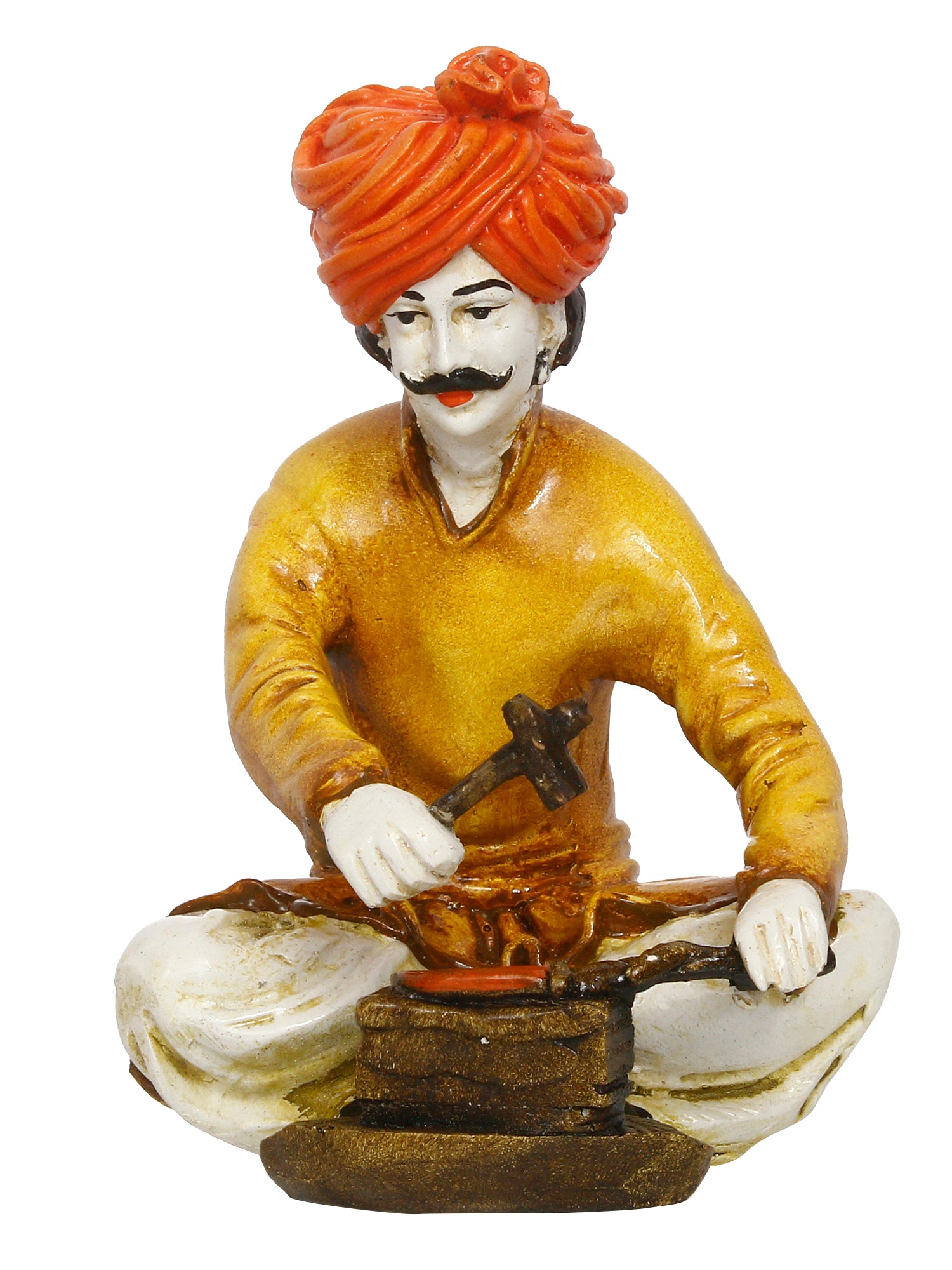7.5 Inch Rajasthani Men Working with Hammer Handcrafted Decorative Polyresin Showpiece 2