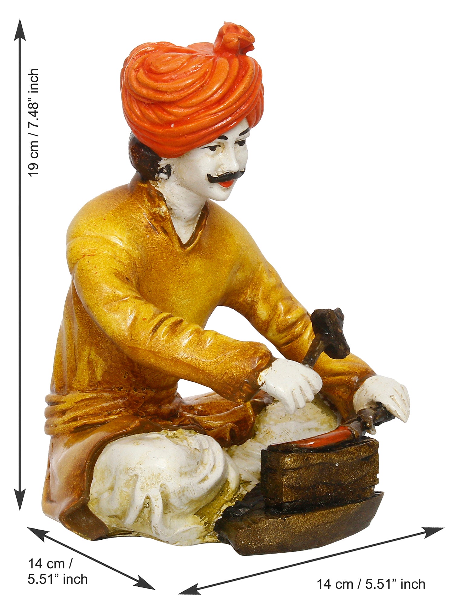 7.5 Inch Rajasthani Men Working with Hammer Handcrafted Decorative Polyresin Showpiece 3