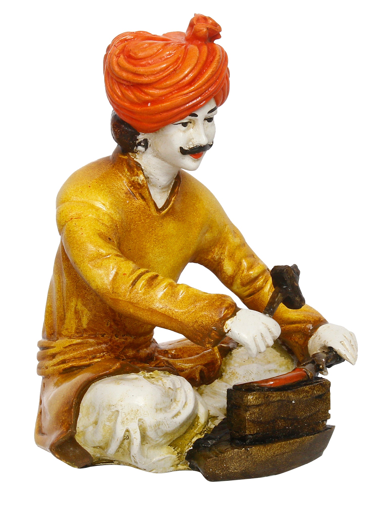 7.5 Inch Rajasthani Men Working with Hammer Handcrafted Decorative Polyresin Showpiece 4
