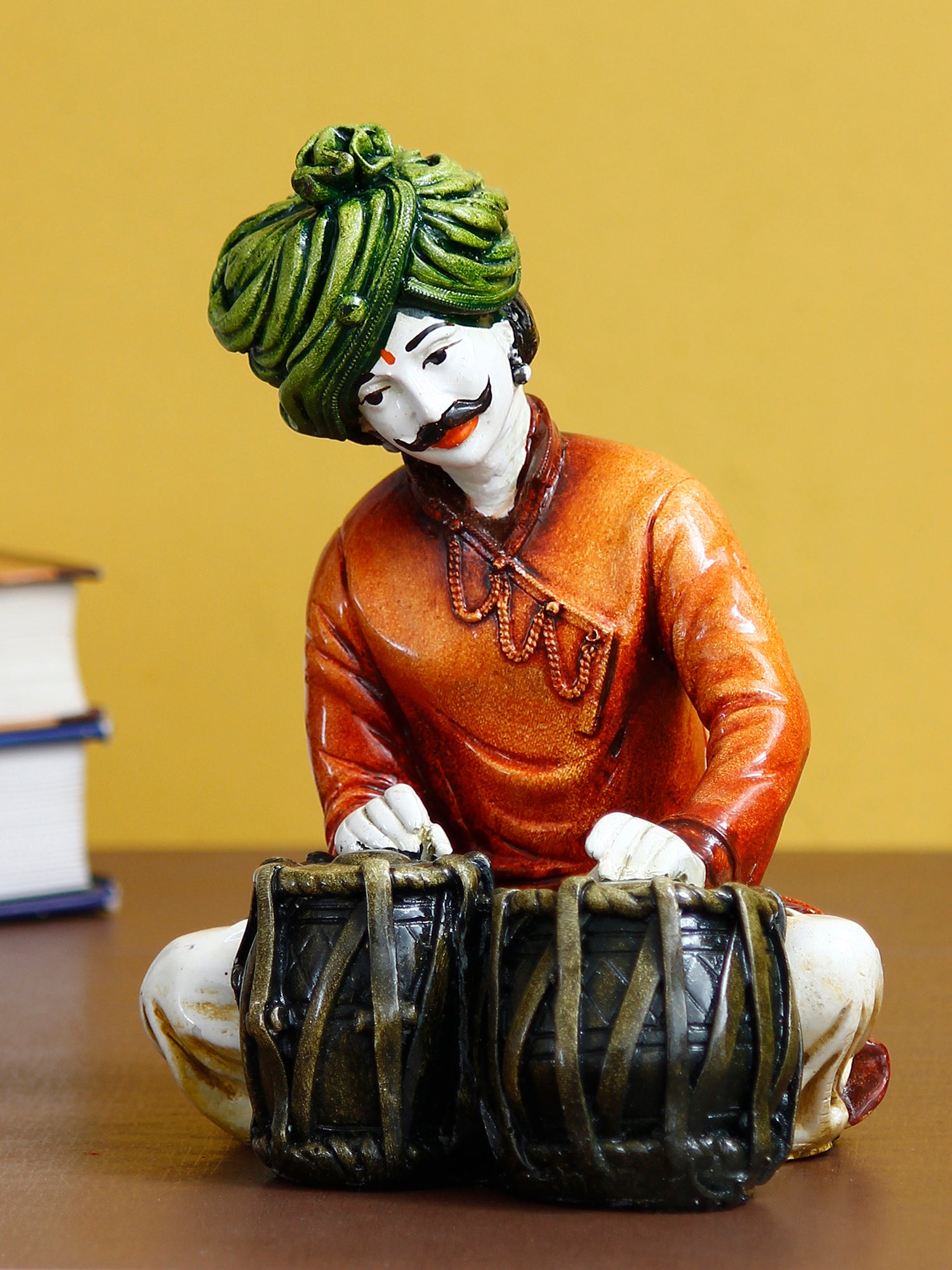 Polyresin Rajasthani Musician Men Statue Playing Tabla Human Figurines Home Decor Showpiece