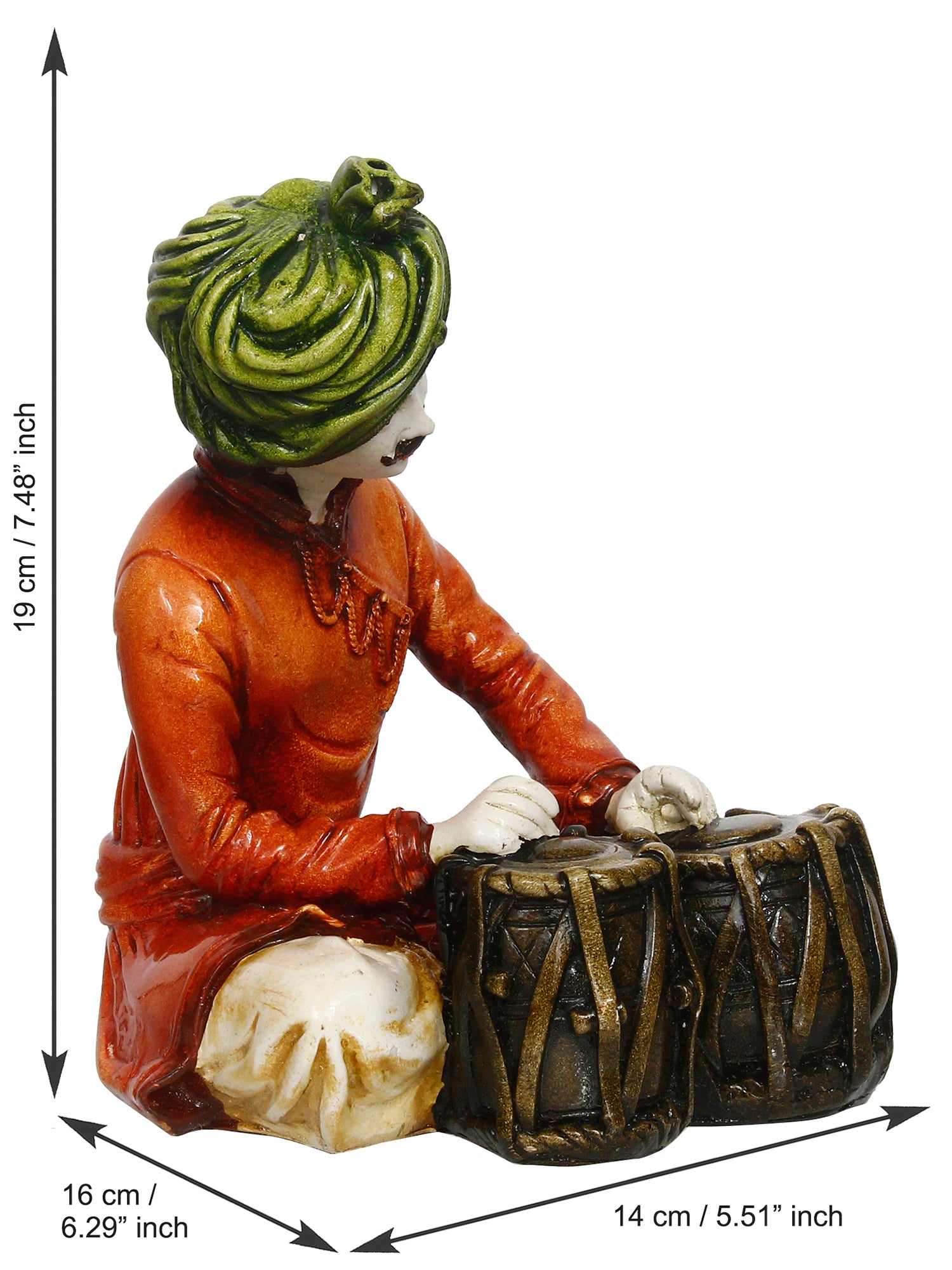 Polyresin Rajasthani Musician Men Statue Playing Tabla Human Figurines Home Decor Showpiece 3
