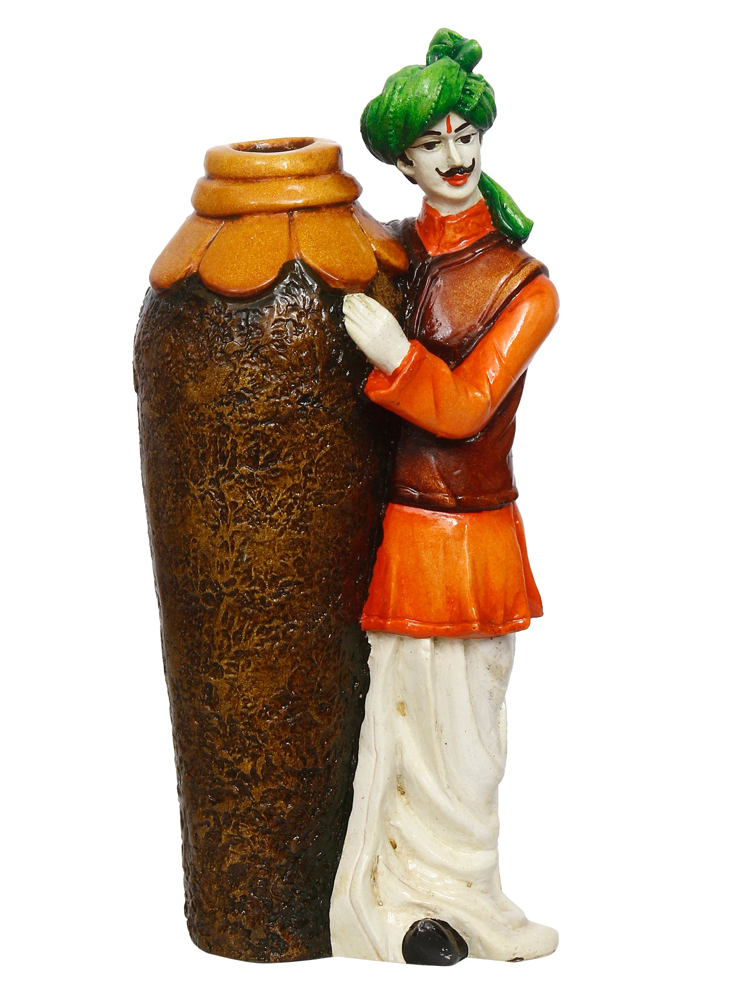 Rajasthani Men with Flower Pot Decorative Handcrafted Polyresin Showpiece 2
