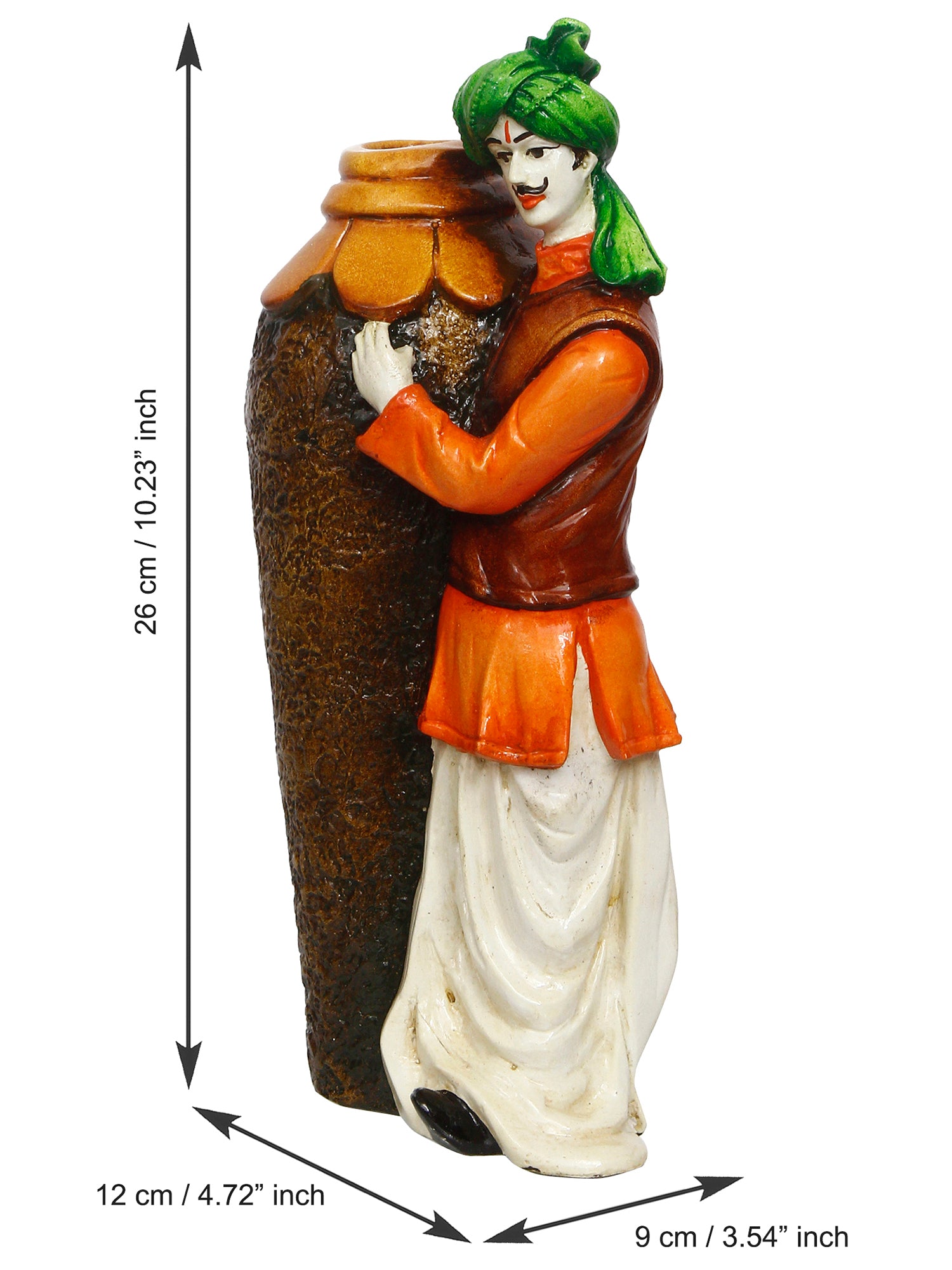 Rajasthani Men with Flower Pot Decorative Handcrafted Polyresin Showpiece 3