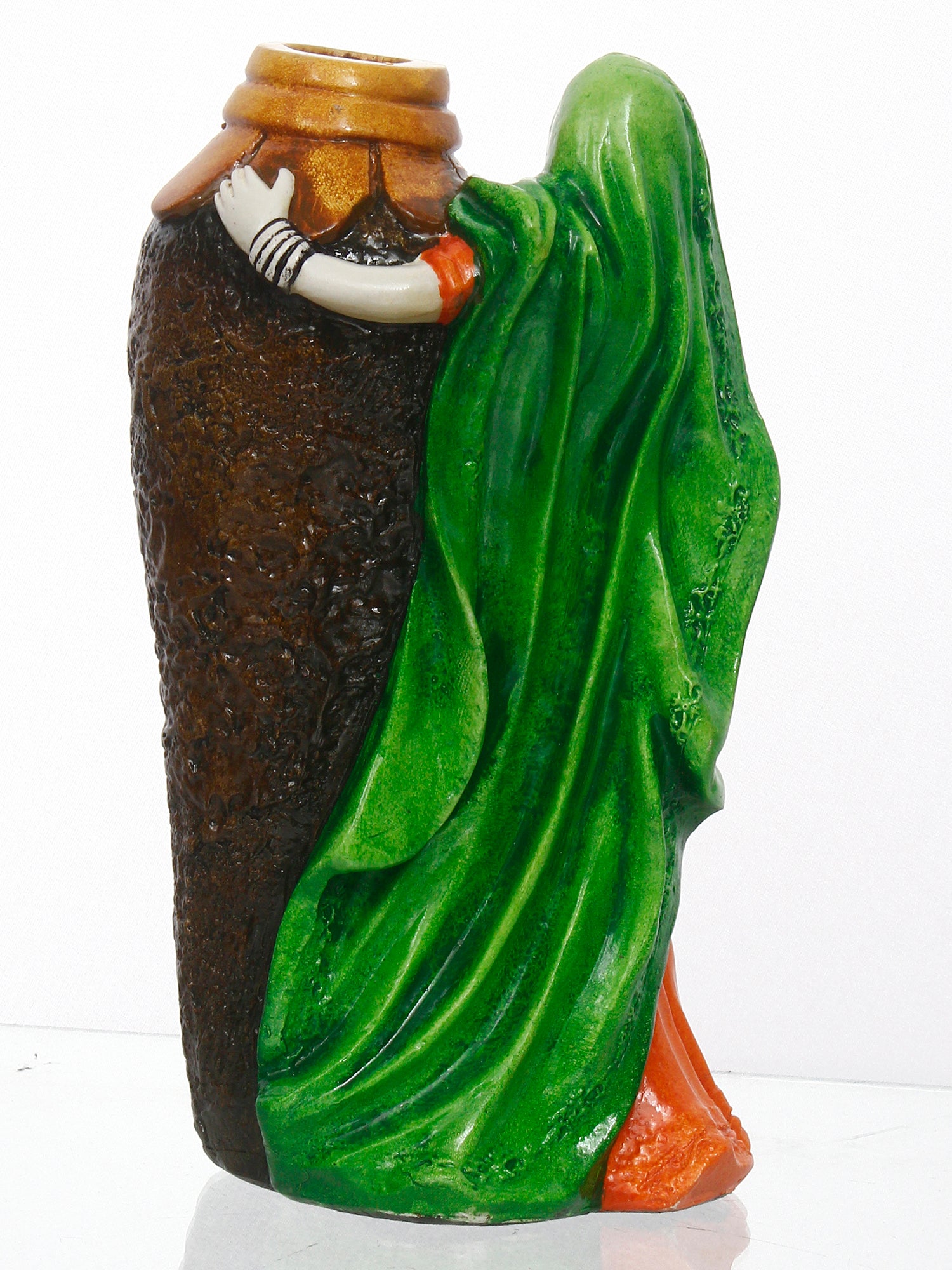 Polyresin Rajasthani Lady Statue With Flower Pot Handcrafted Human Figurine Decorative Showpiece 5