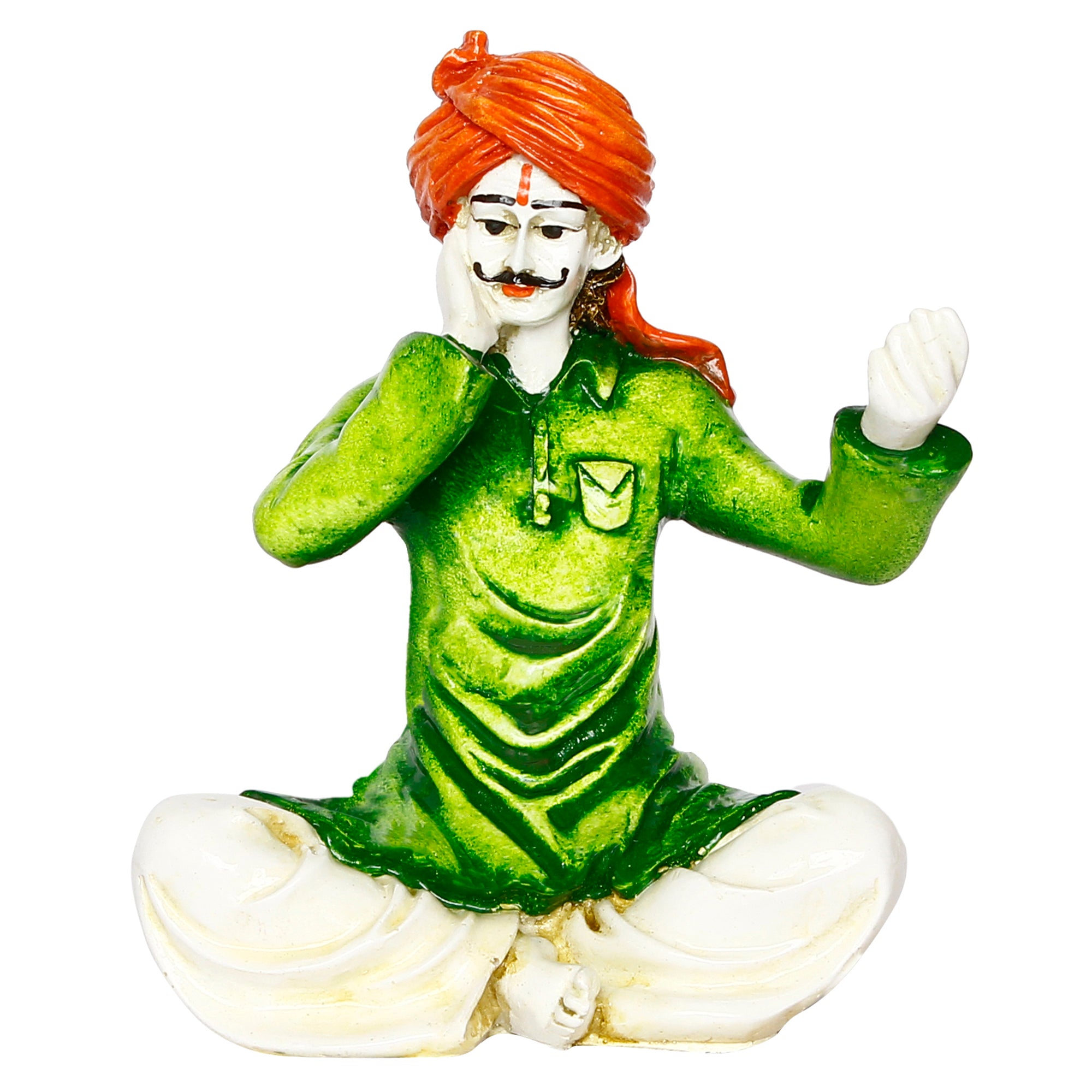 Polyresin Singing Rajasthani Man Statue Handcrafted Human Figurine Decorative Showpiece 2