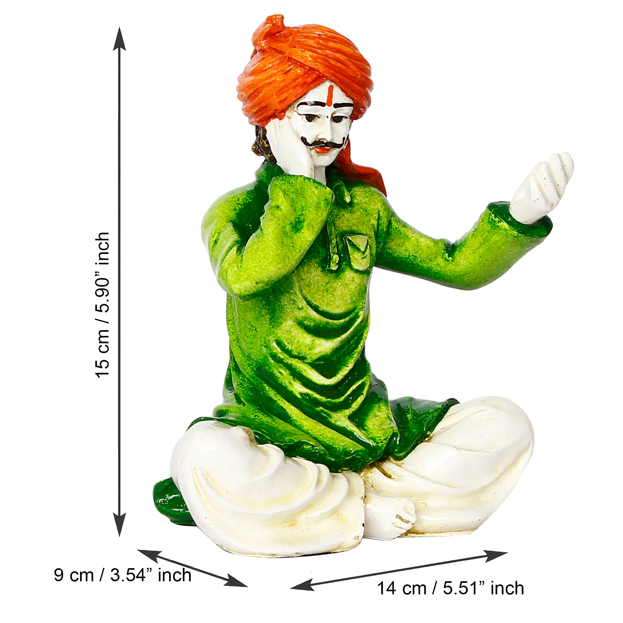 Polyresin Singing Rajasthani Man Statue Handcrafted Human Figurine Decorative Showpiece 3