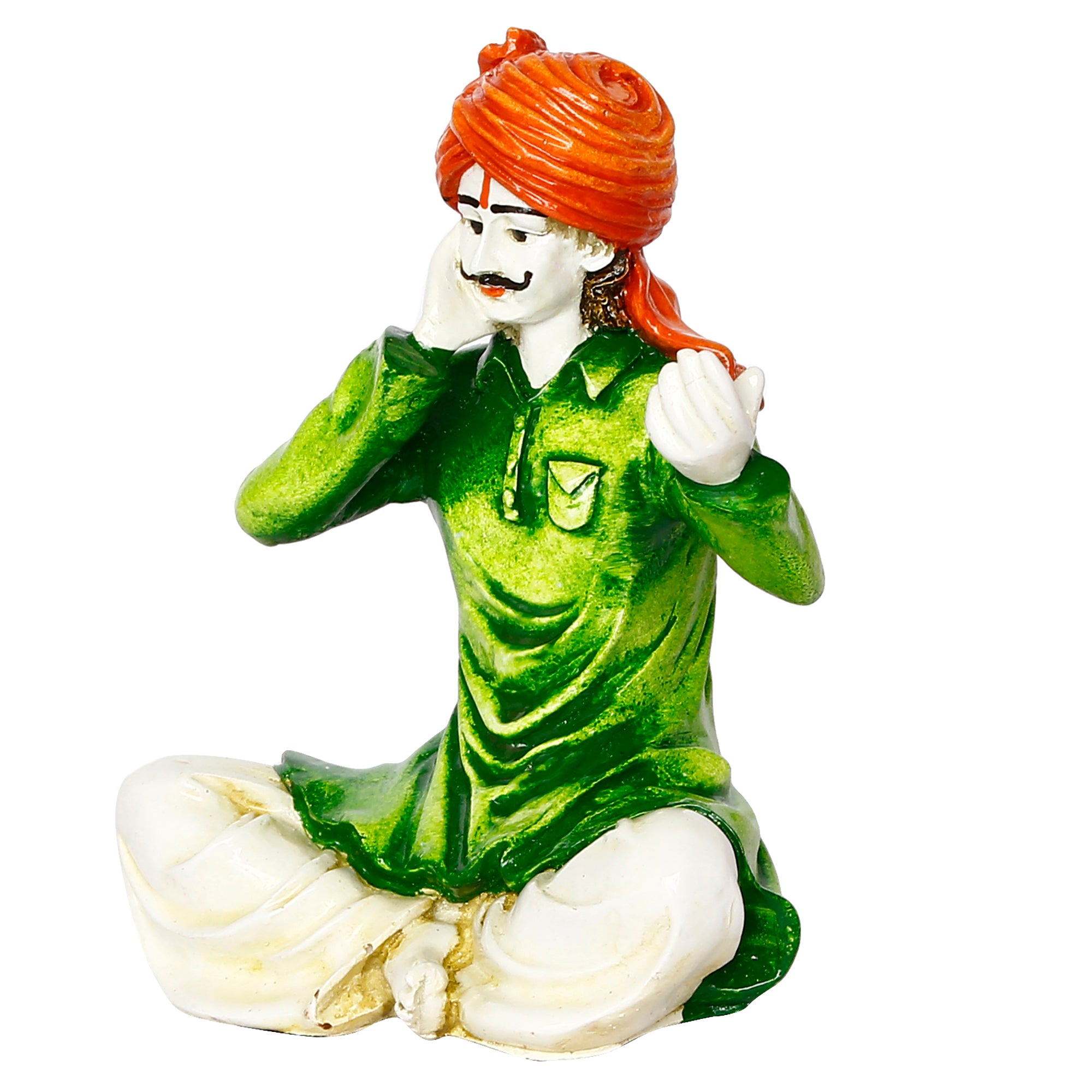 Polyresin Singing Rajasthani Man Statue Handcrafted Human Figurine Decorative Showpiece 5