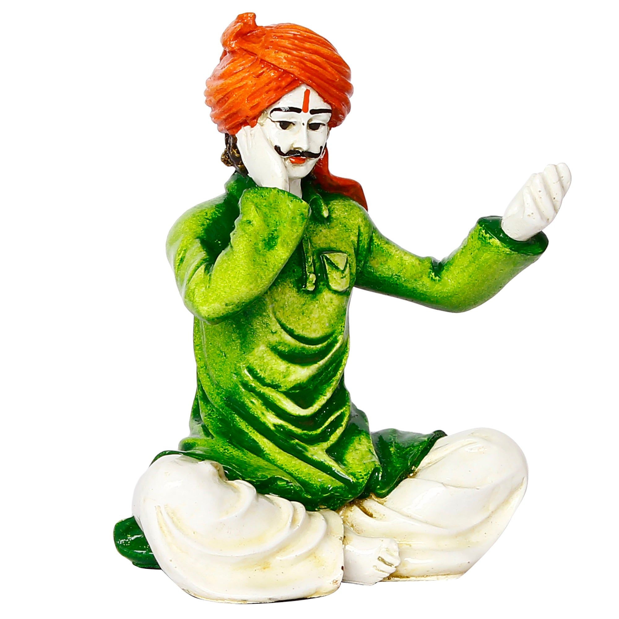 Polyresin Singing Rajasthani Man Statue Handcrafted Human Figurine Decorative Showpiece 4