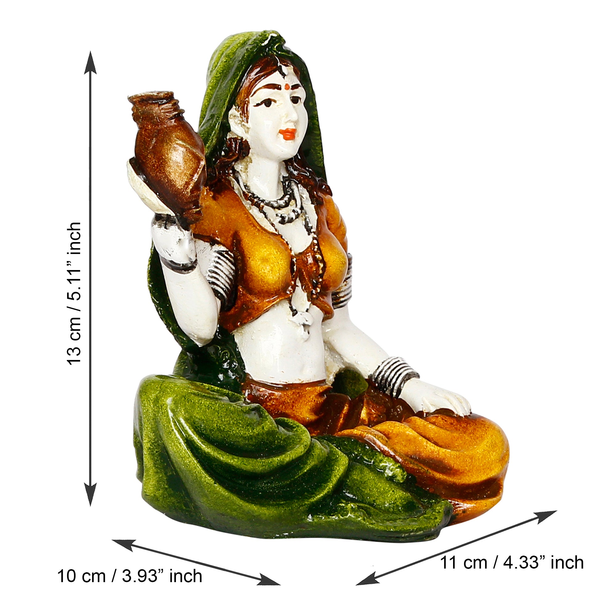 Colorful Rajasthani Lady Playing Musical Instrument Handcrafted Decorative Polyresin Showpiece 3