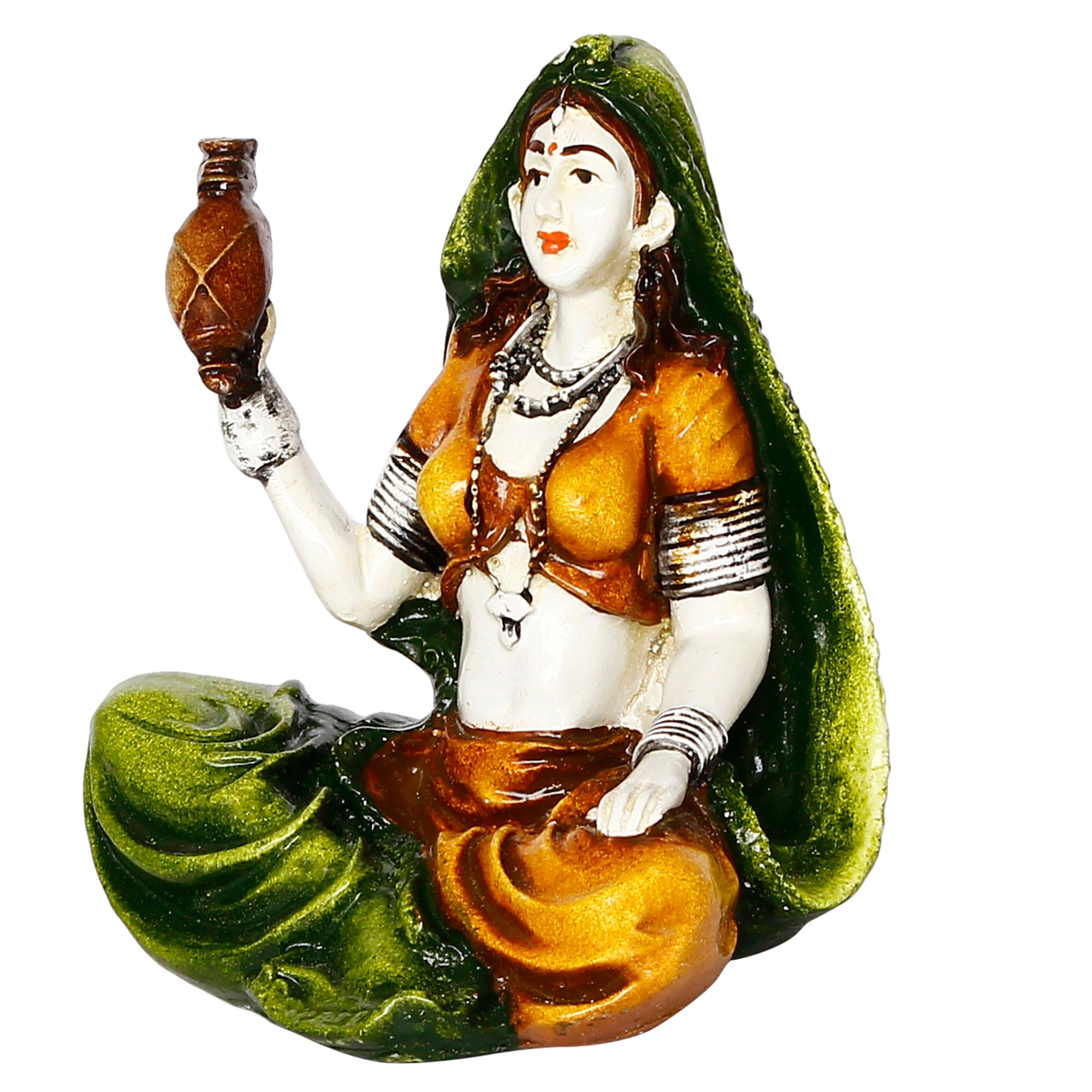 Colorful Rajasthani Lady Playing Musical Instrument Handcrafted Decorative Polyresin Showpiece 4