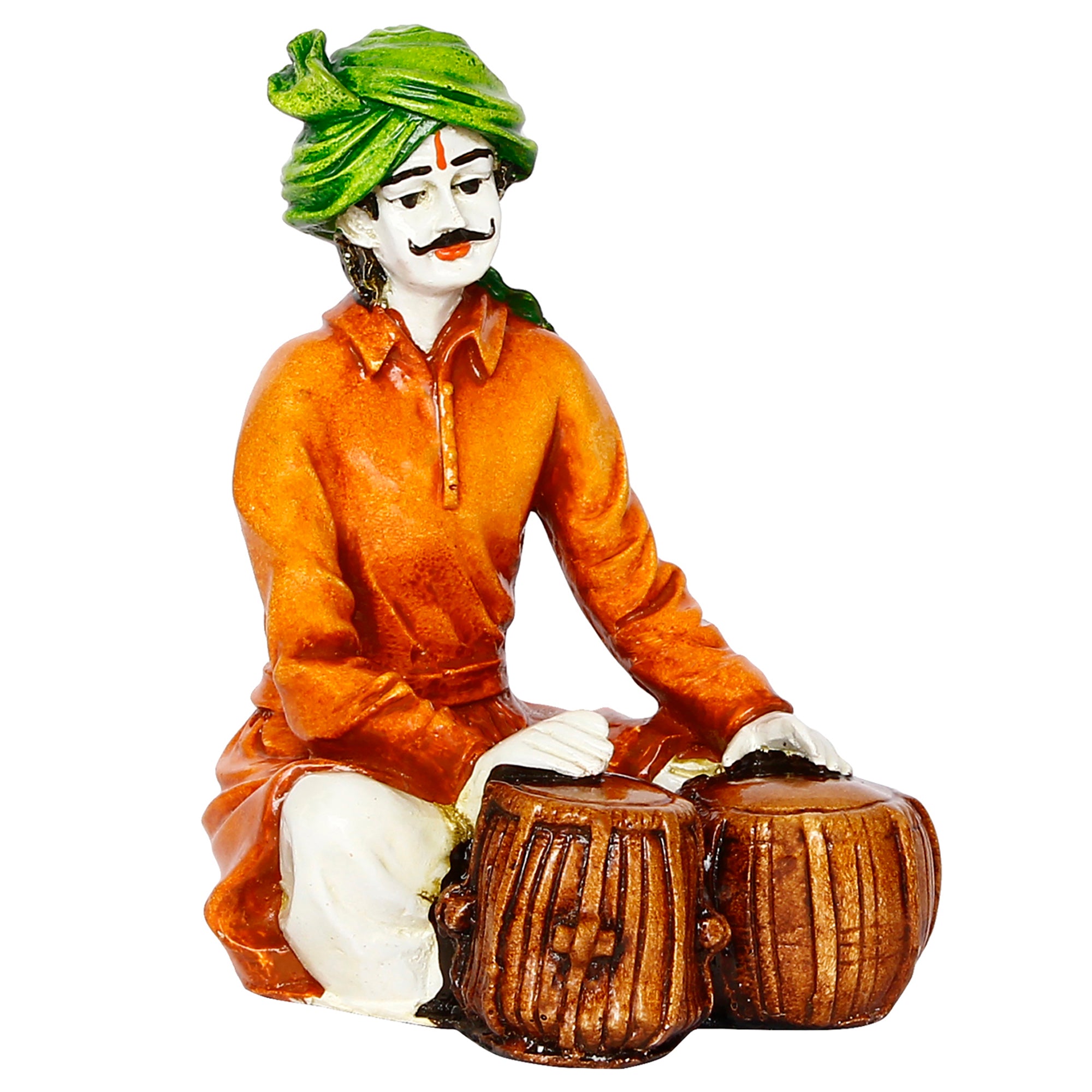 Polyresin Rajasthani Musician Men Statue Playing Tabla Human Figurines Home Decor Showpiece 4