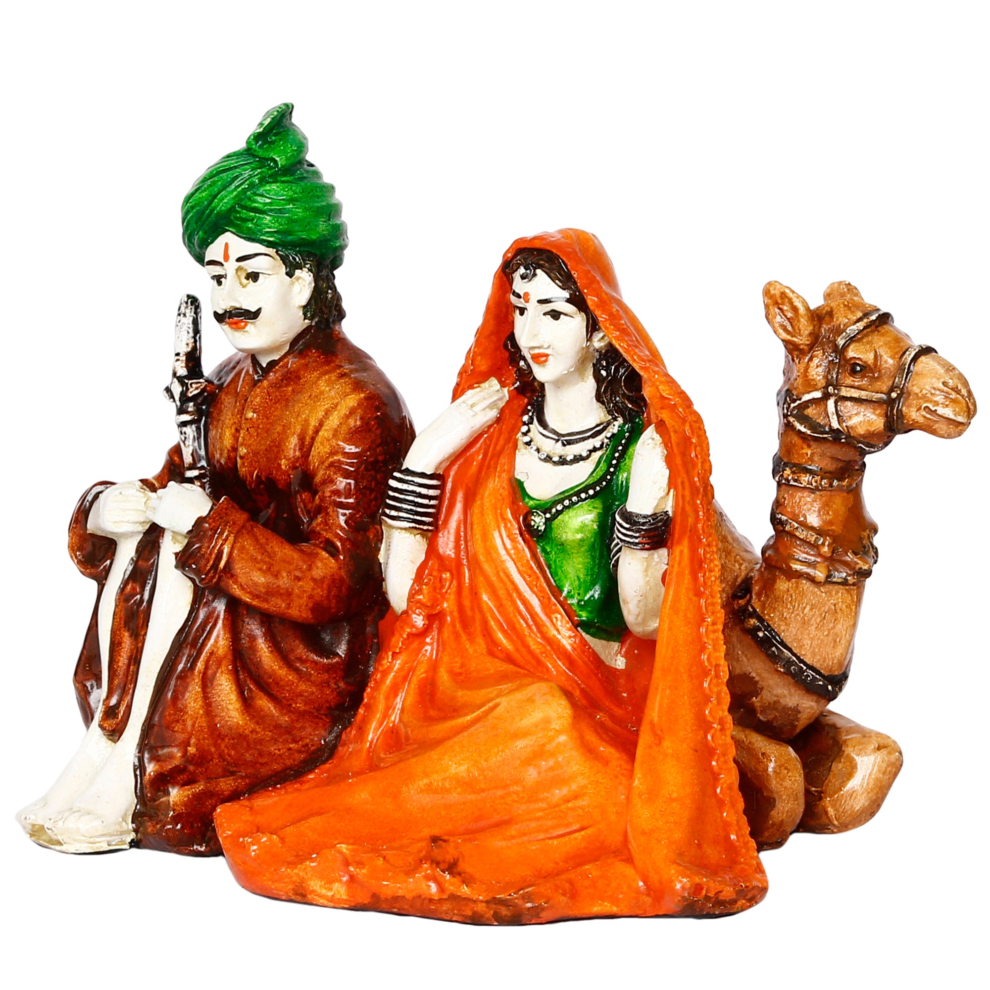 Combo Of Rajasthani Couple Sitting Together Human Figurines Decorative Showpiece 4