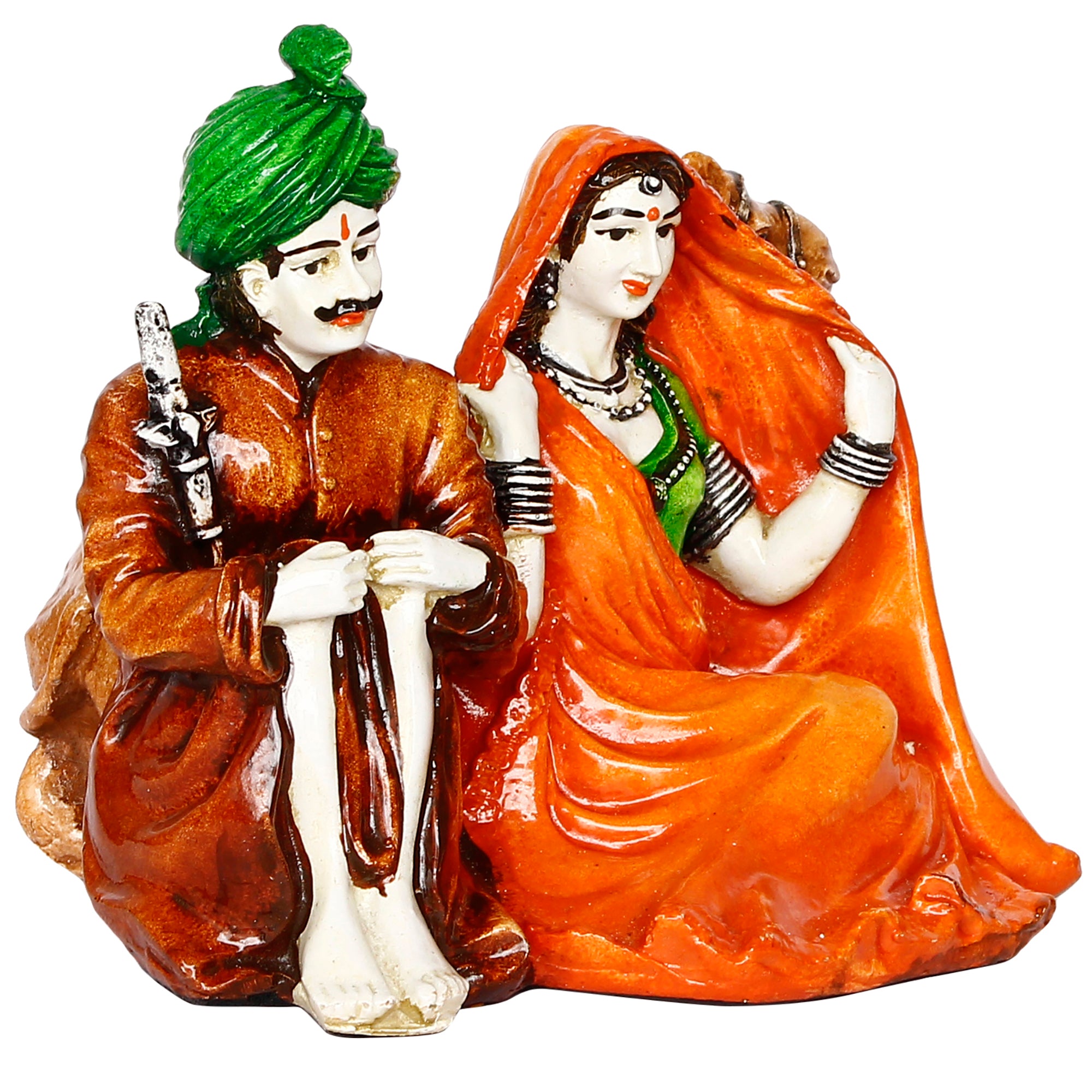Combo Of Rajasthani Couple Sitting Together Human Figurines Decorative Showpiece 5