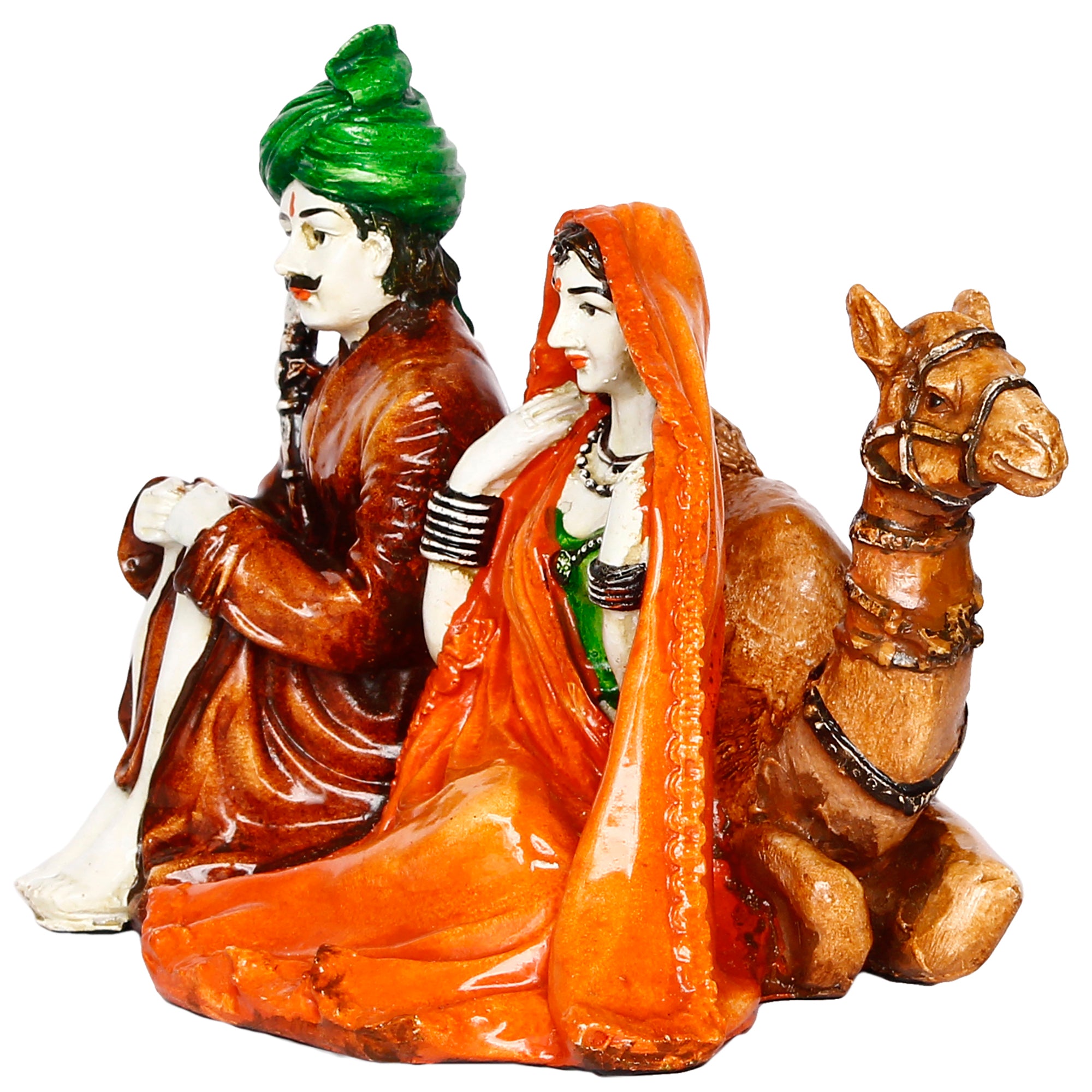 Combo Of Rajasthani Couple Sitting Together Human Figurines Decorative Showpiece 6