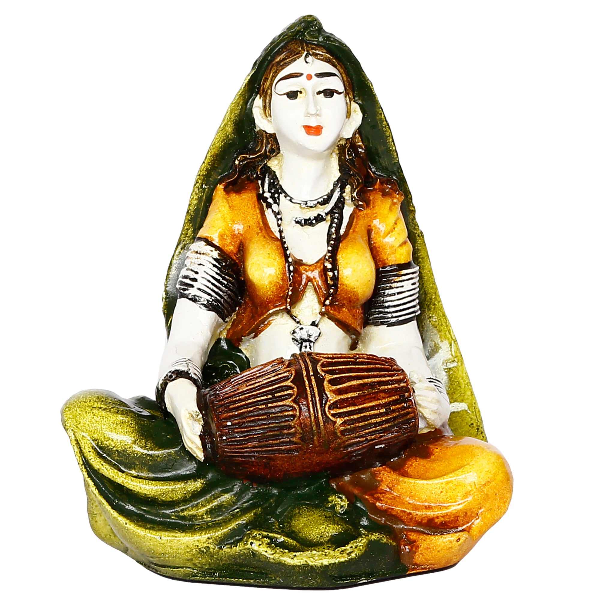 Colorful Combo of Rajasthani Craftsmen Singing and Lady Playing Musical Instrument Dholak Statue 4