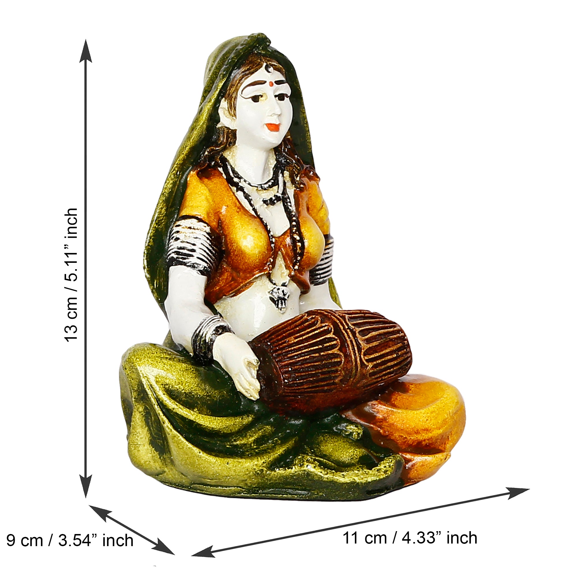 Colorful Combo of Rajasthani Craftsmen Singing and Lady Playing Musical Instrument Dholak Statue 5