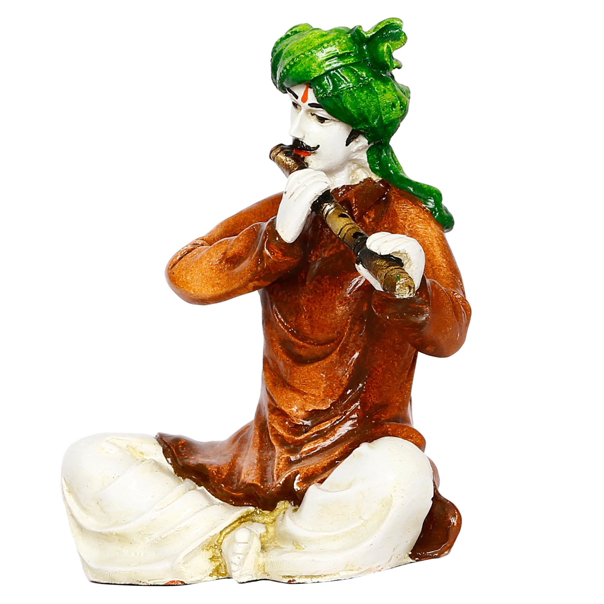 Polyresin Rajasthani Musician Men Statue Playing Flute Human Figurines Home Decor Showpiece 5