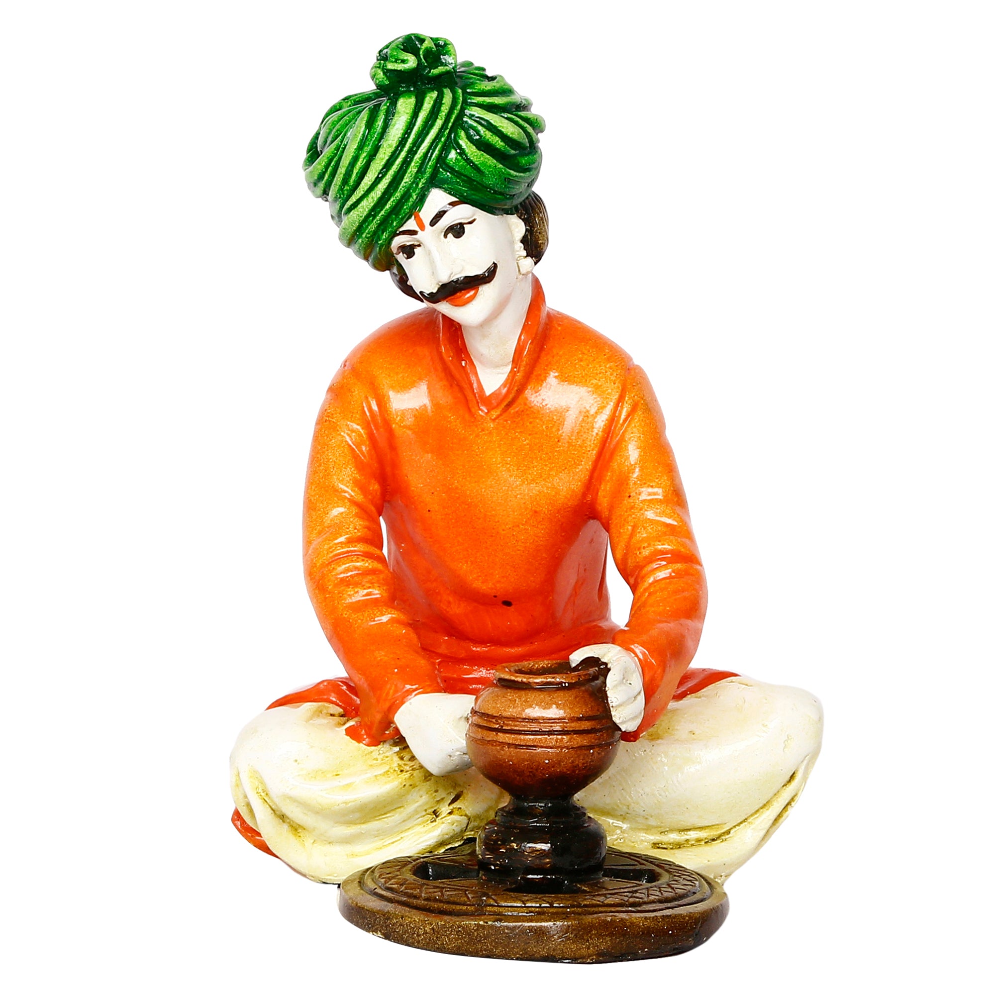 Colorful Rajasthani Man Making Pot Handcrafted Decorative Polyresin Showpiece 2