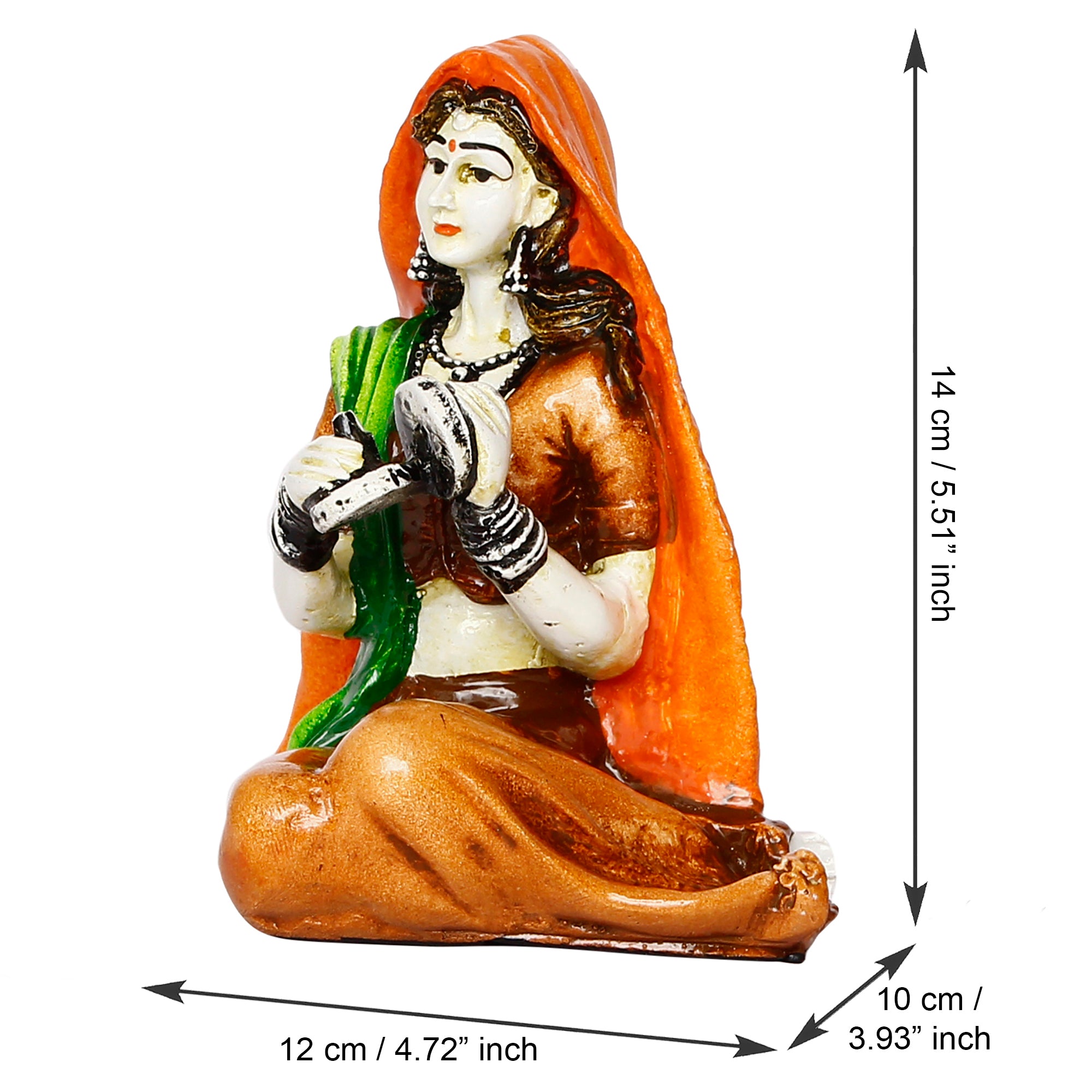 Polyresin Rajasthani Women Statue Handcrafted Human Figurine Decorative Showpiece 3
