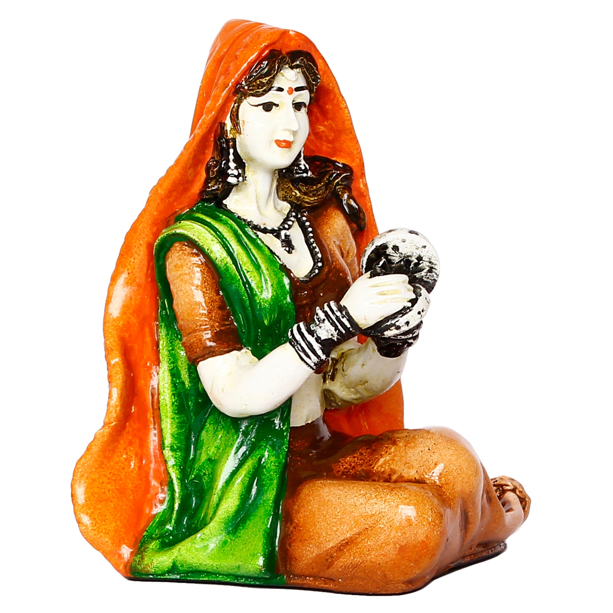 Polyresin Rajasthani Women Statue Handcrafted Human Figurine Decorative Showpiece 5
