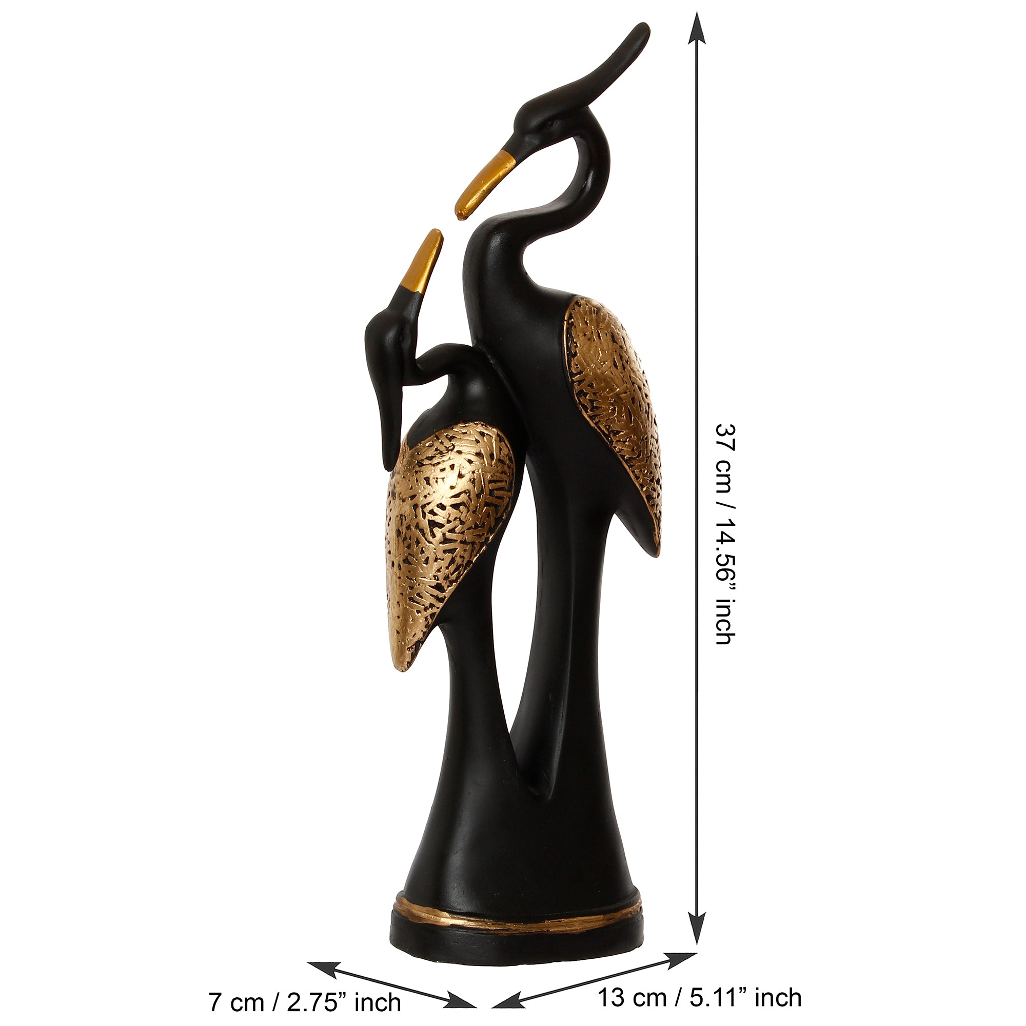 Black Loving Swan Couple Handcrafted Polyresin Decorative Showpiece 3