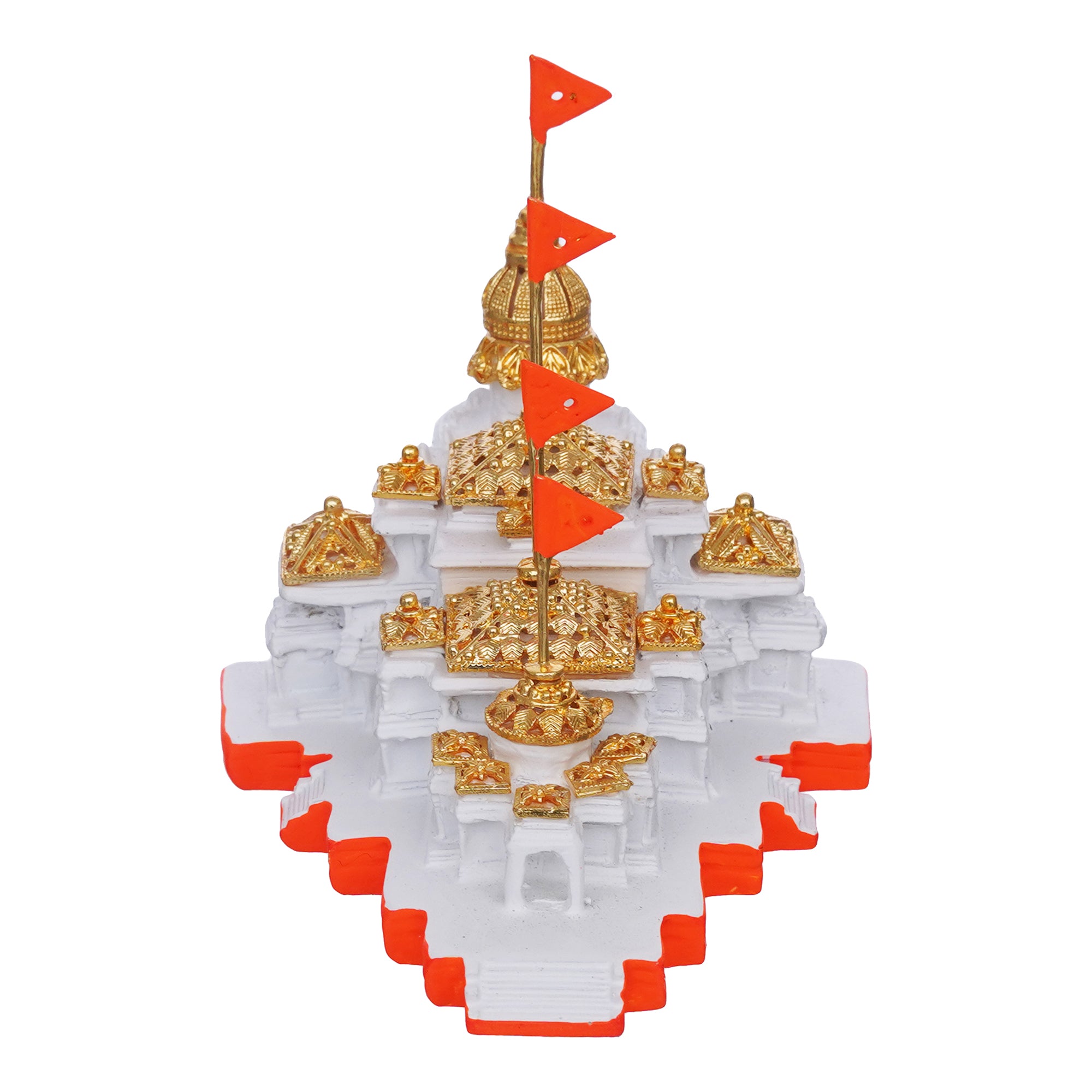 eCraftIndia Shri Ram Mandir Ayodhya Model Authentic Design - Perfect for Home Temple, Decor, and Spiritual Gifting (White, Gold, Orange) 7