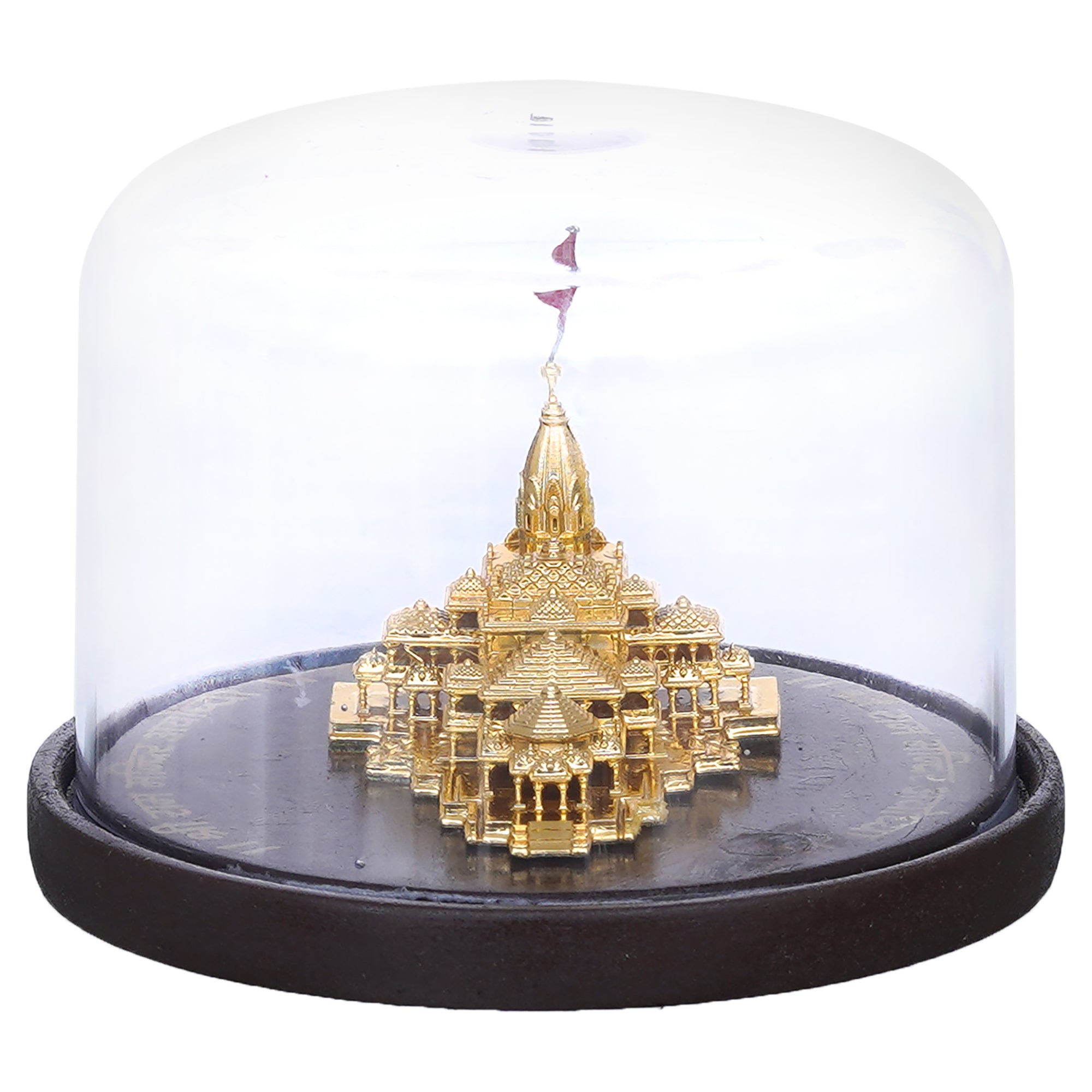 eCraftIndia Golden Shri Ram Mandir Ayodhya Model Authentic Designer Temple Covered by a Glass Dome - Perfect for Home Decor, and Spiritual Gifting 7