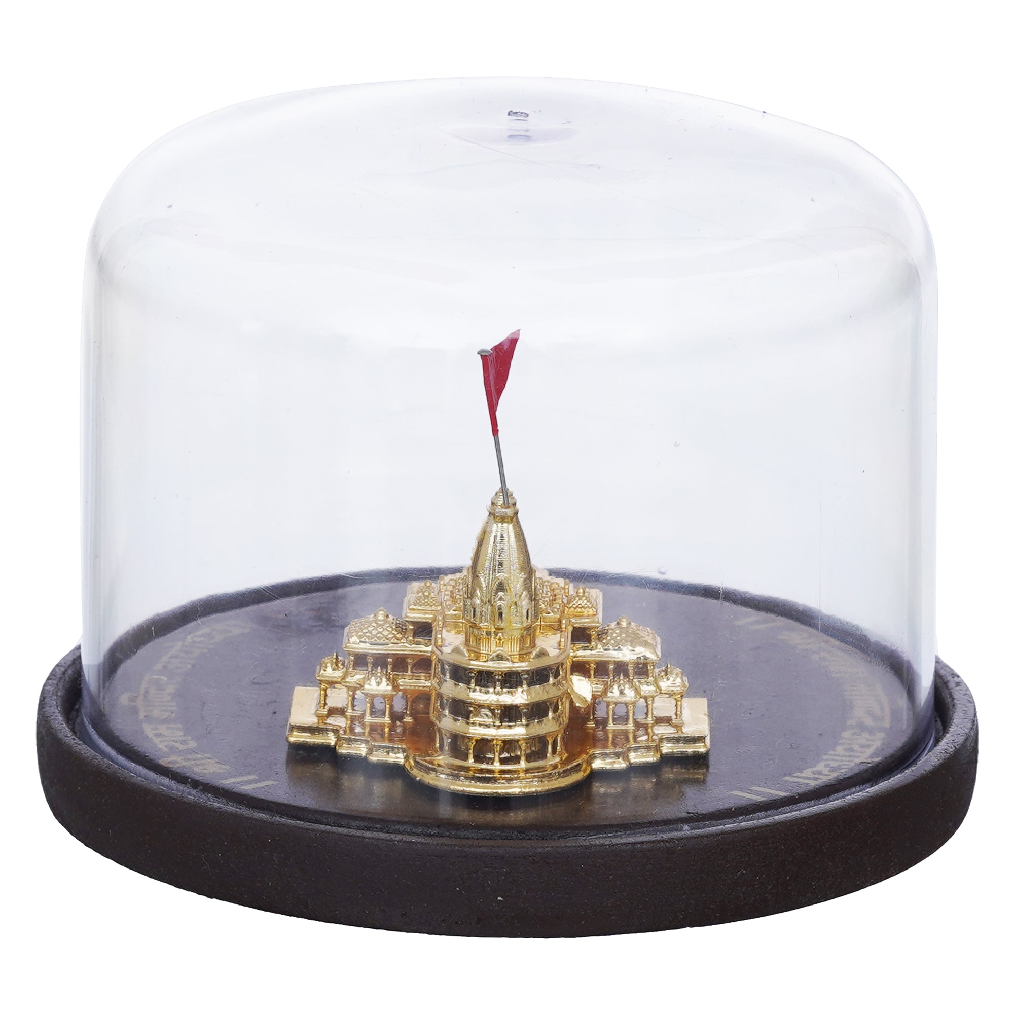 eCraftIndia Golden Shri Ram Mandir Ayodhya Model Authentic Designer Temple Covered by a Glass Dome - Perfect for Home Decor, and Spiritual Gifting 8