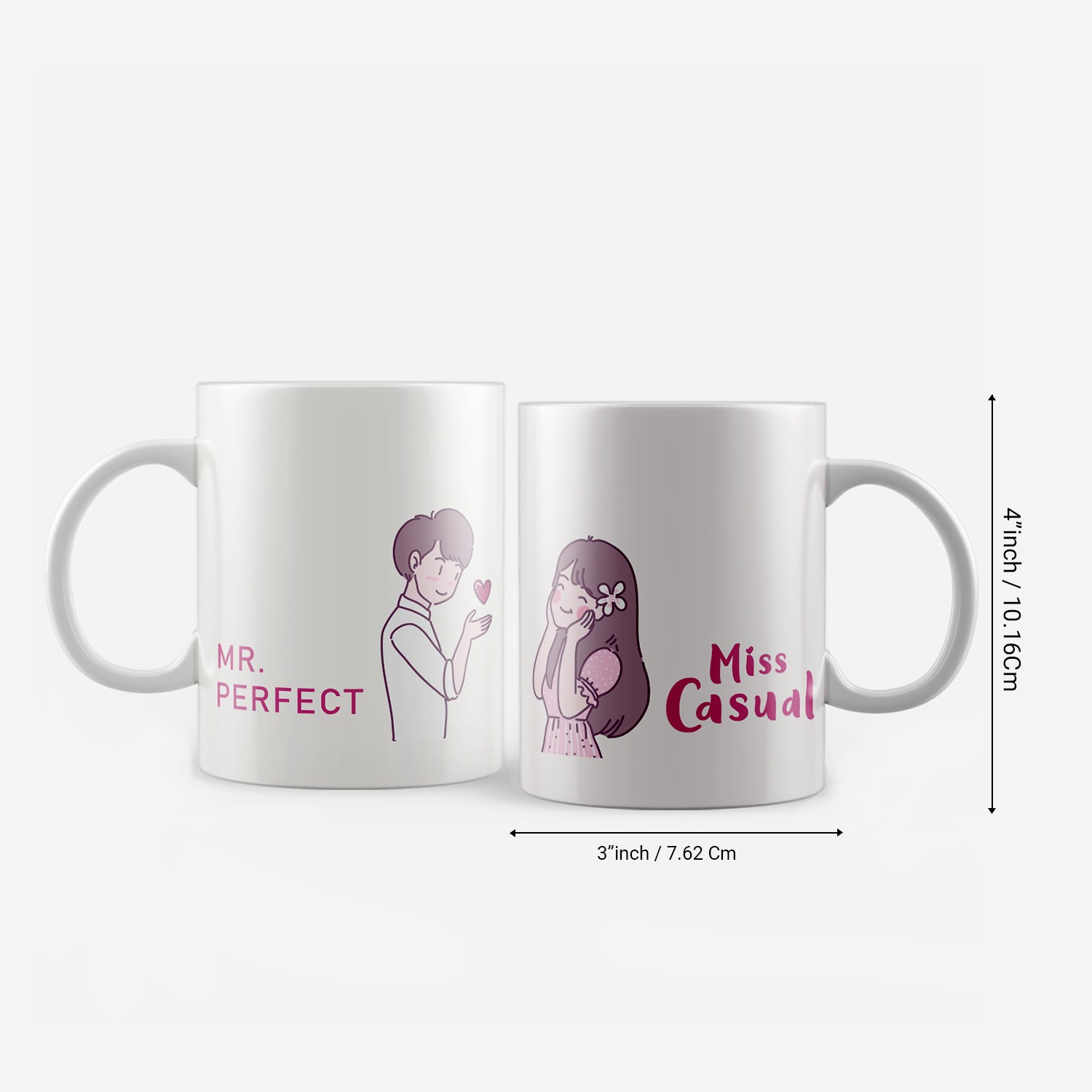 Set Of 2 "Mr. Perfect - Miss Casual" Valentine Love theme Ceramic Coffee Mugs 3