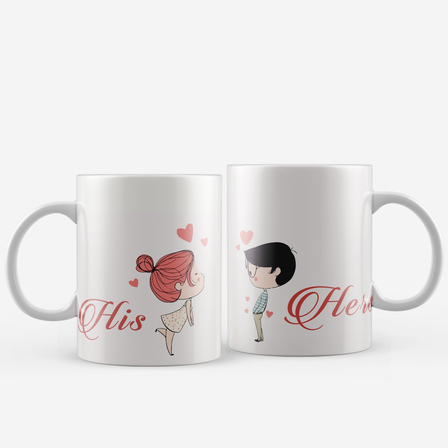 Set of 2 "His - Her" Valentine Love theme Ceramic Coffee Mugs 2