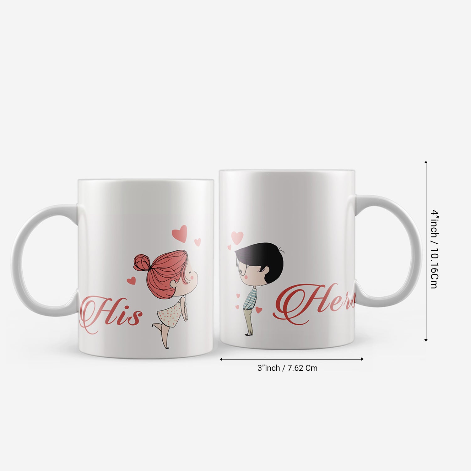 Set of 2 "His - Her" Valentine Love theme Ceramic Coffee Mugs 3