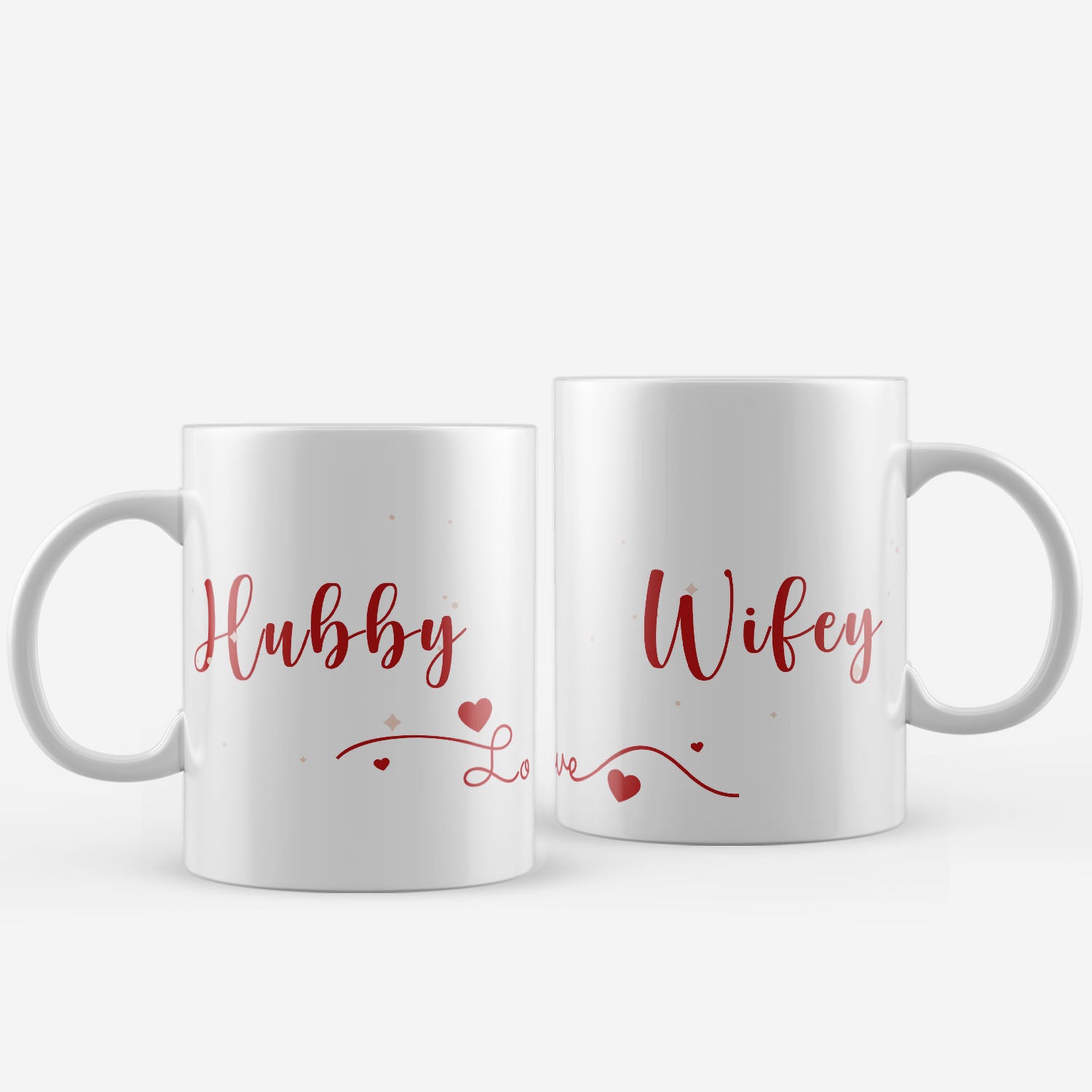 Set of 2 "Hubby-Wifey" Valentine Love theme Ceramic Coffee Mugs 2