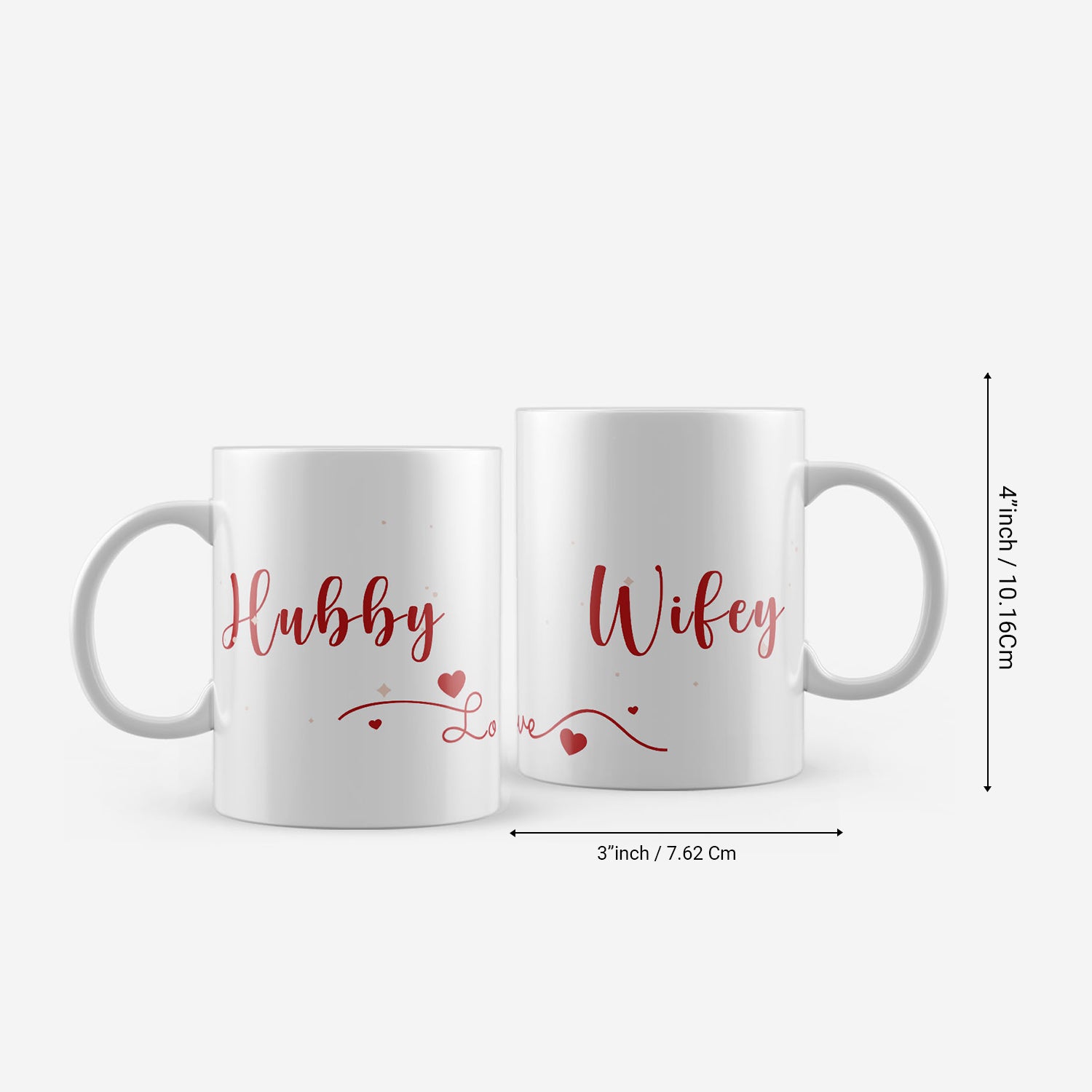 Set of 2 "Hubby-Wifey" Valentine Love theme Ceramic Coffee Mugs 3