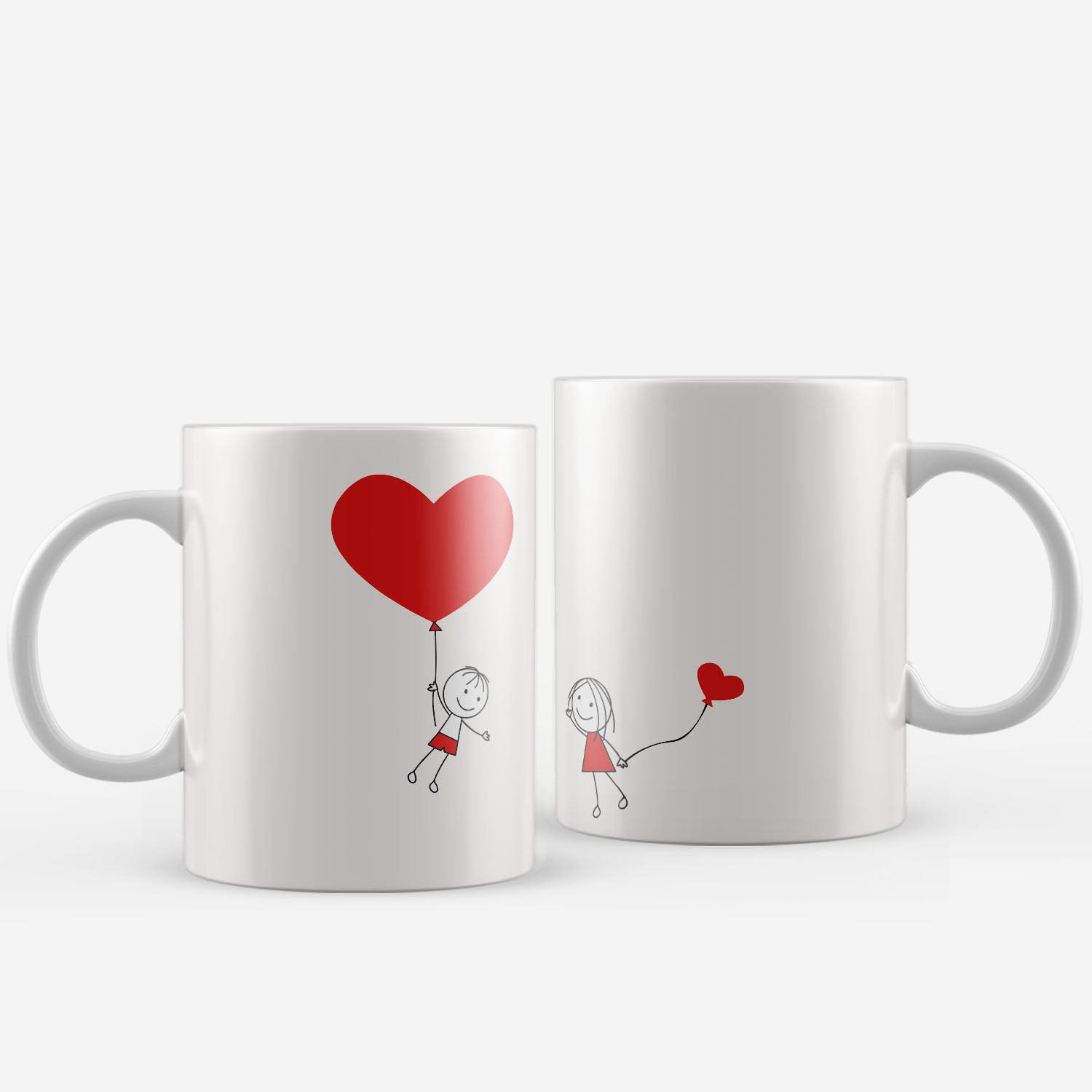 Set of 2 couple line art Valentine Love theme Ceramic Coffee Mugs 2