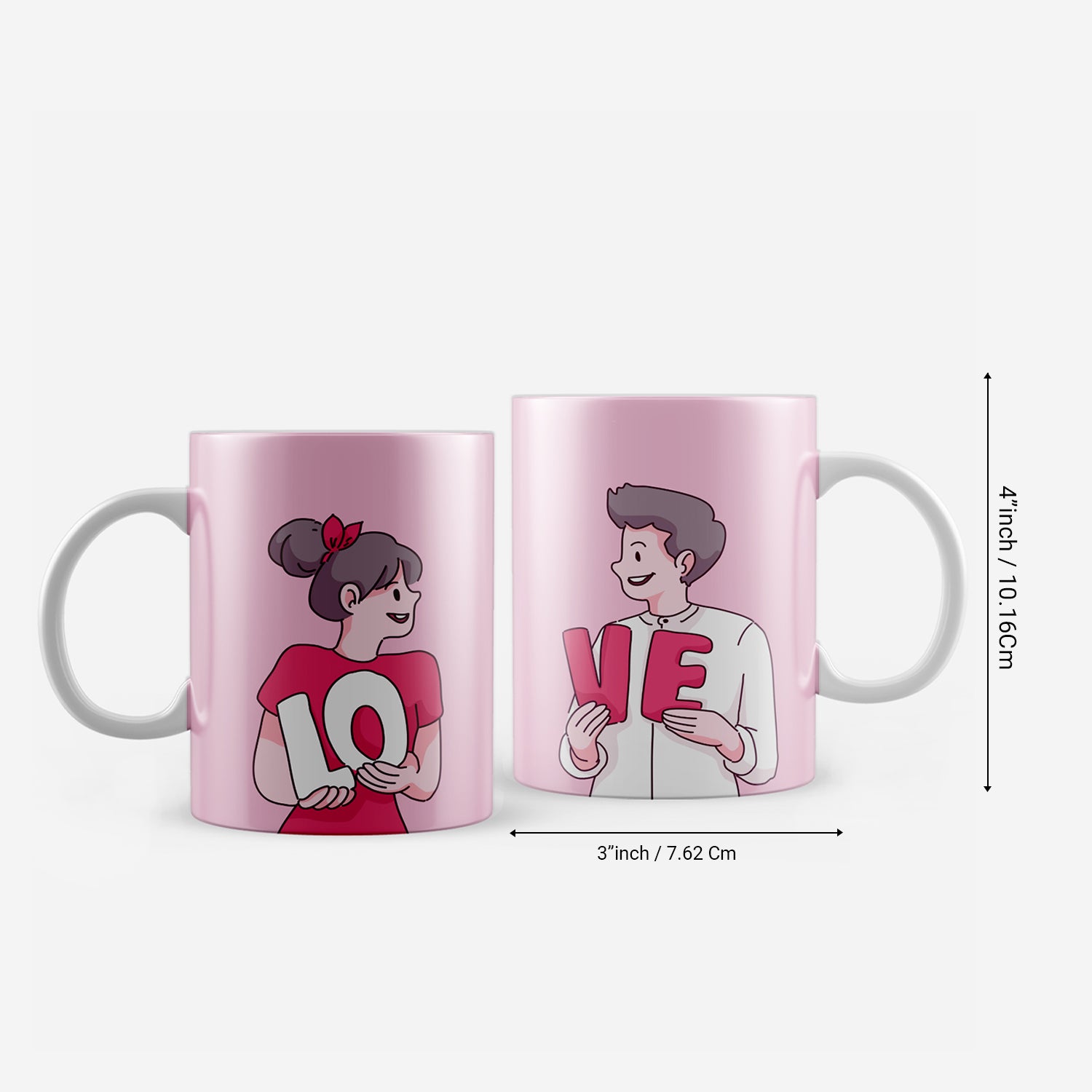 Set of 2 Loving Couple Valentine Love theme Ceramic Coffee Mugs 3
