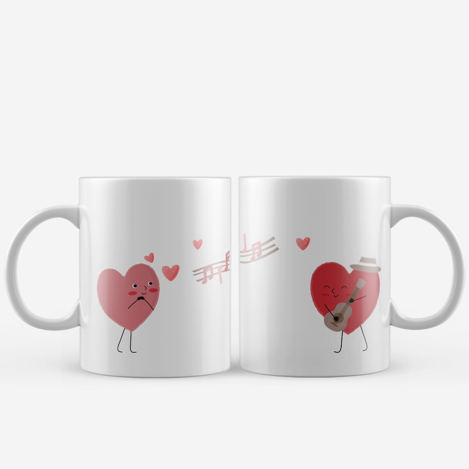 Set of 2 Love Notes Valentine Love theme Ceramic Coffee Mugs 2