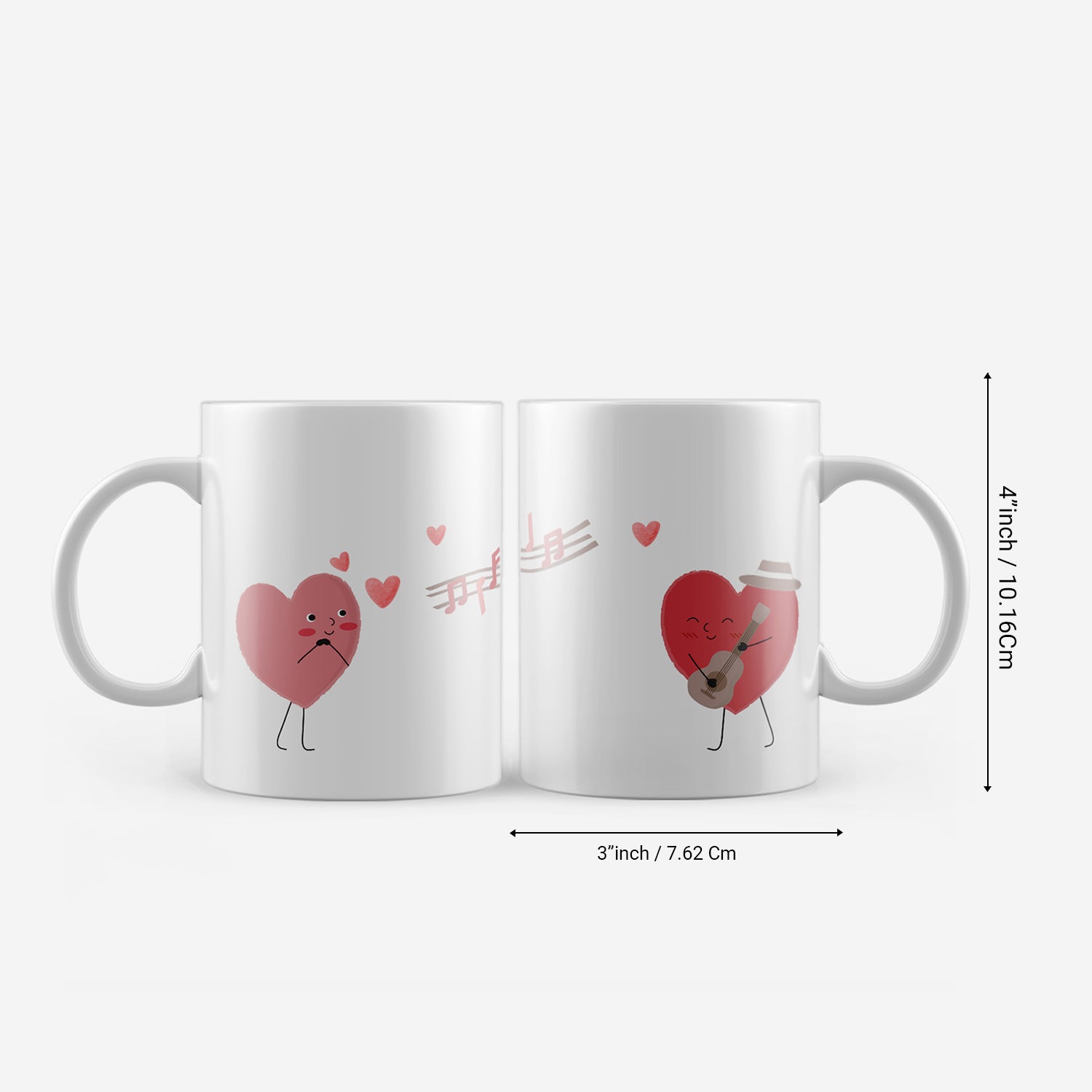 Set of 2 Love Notes Valentine Love theme Ceramic Coffee Mugs 3