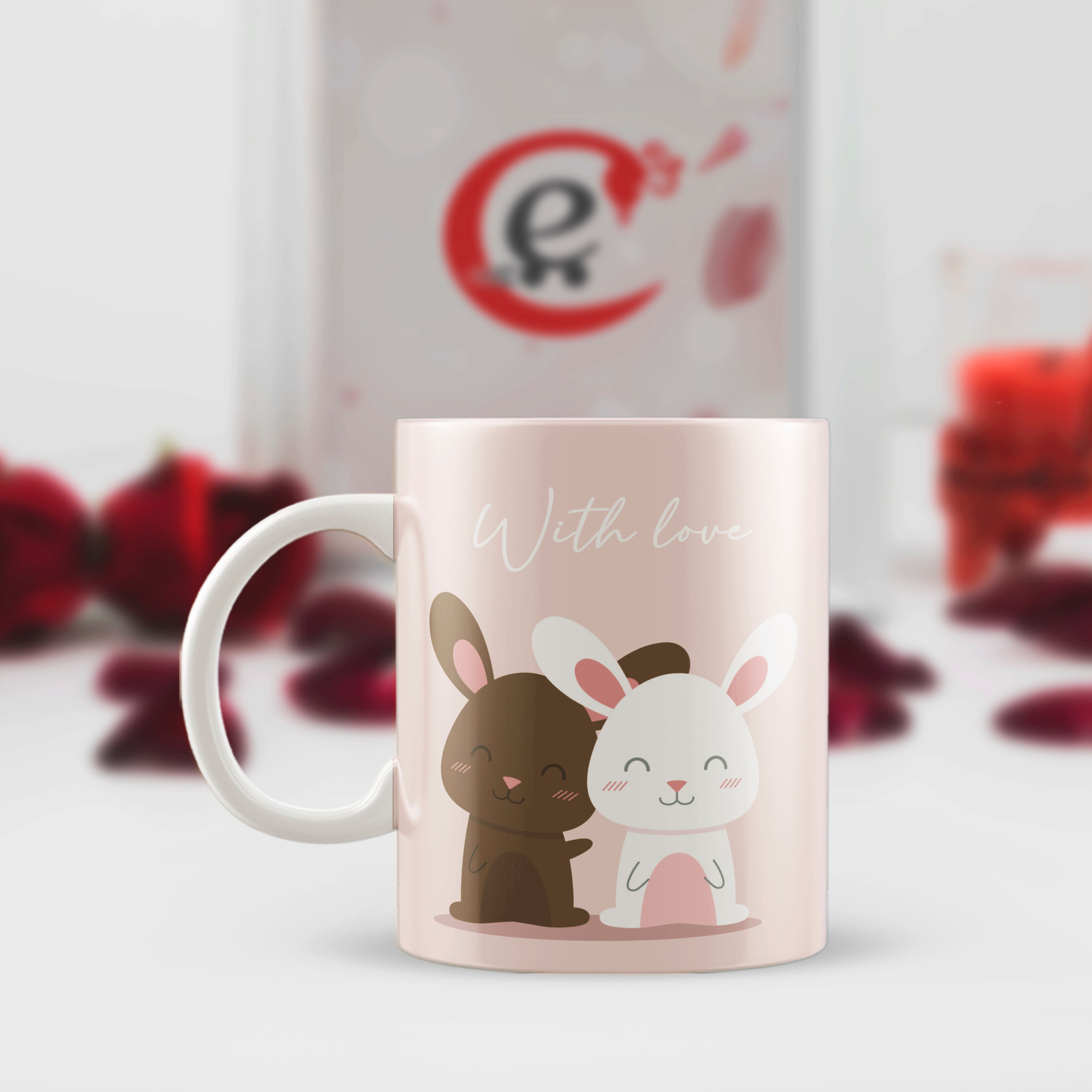 with Love Bunny Valentine Love theme Ceramic Coffee Mug