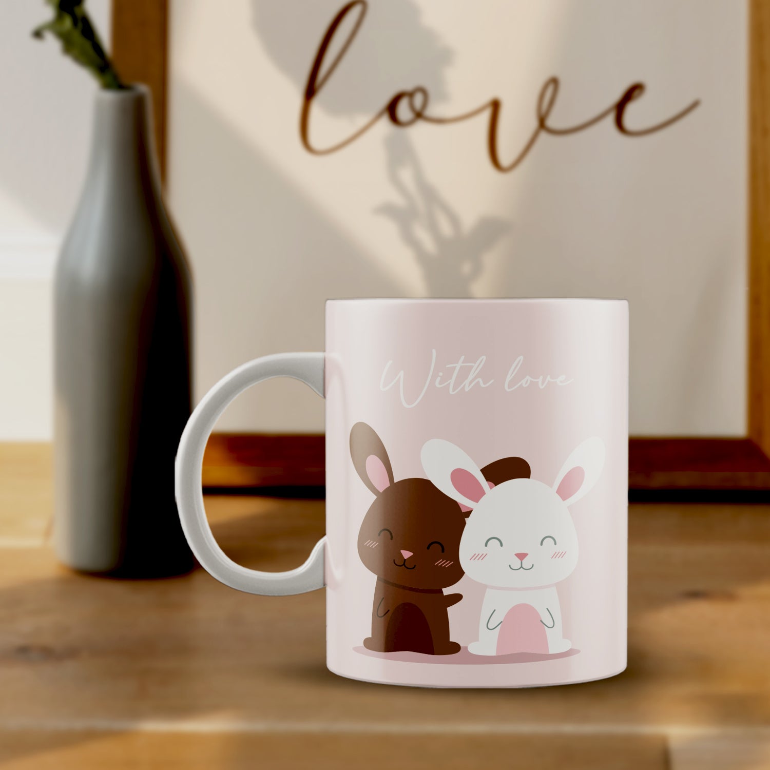 with Love Bunny Valentine Love theme Ceramic Coffee Mug 1
